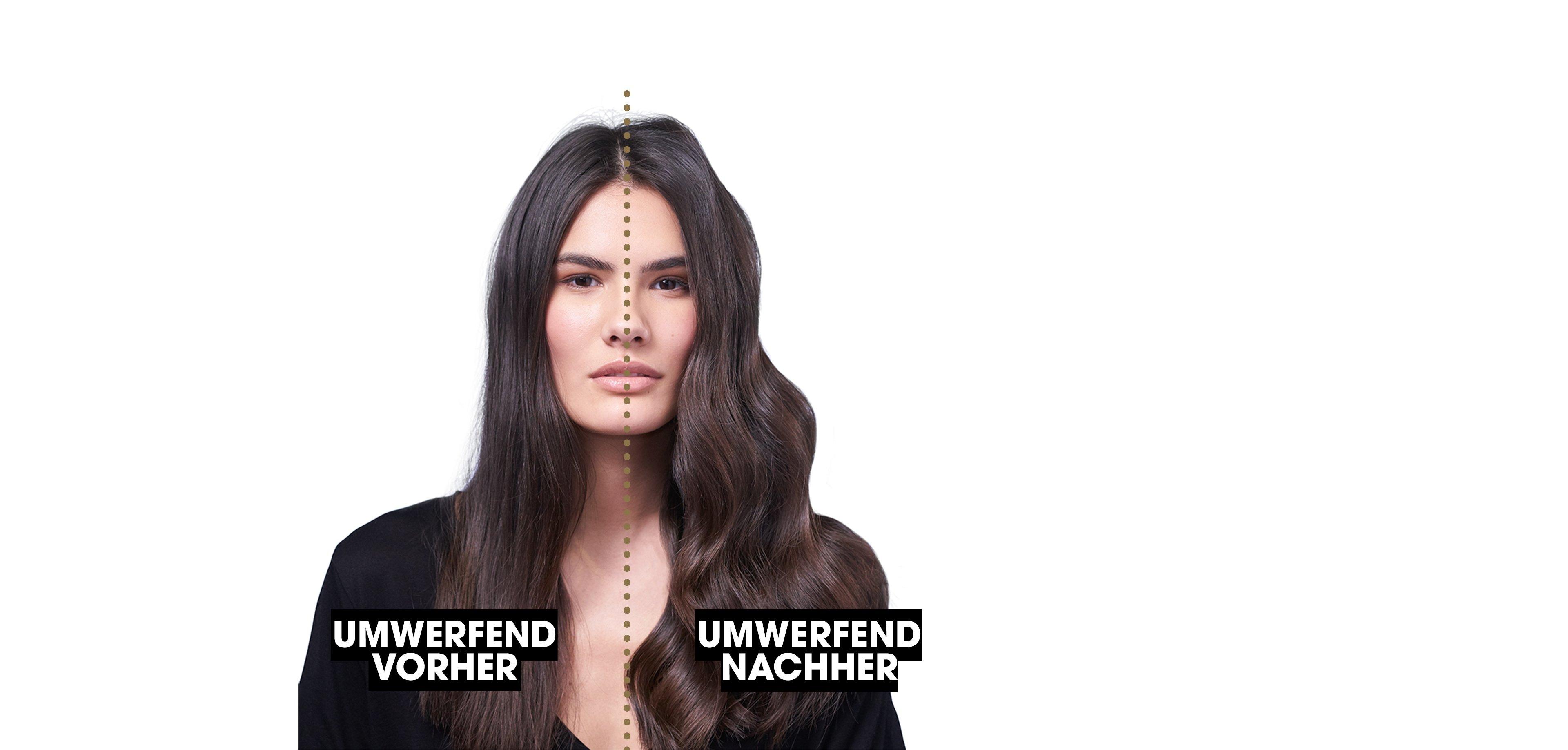 Vorher Nachher Vergleich mit dem ghd soft curl tong