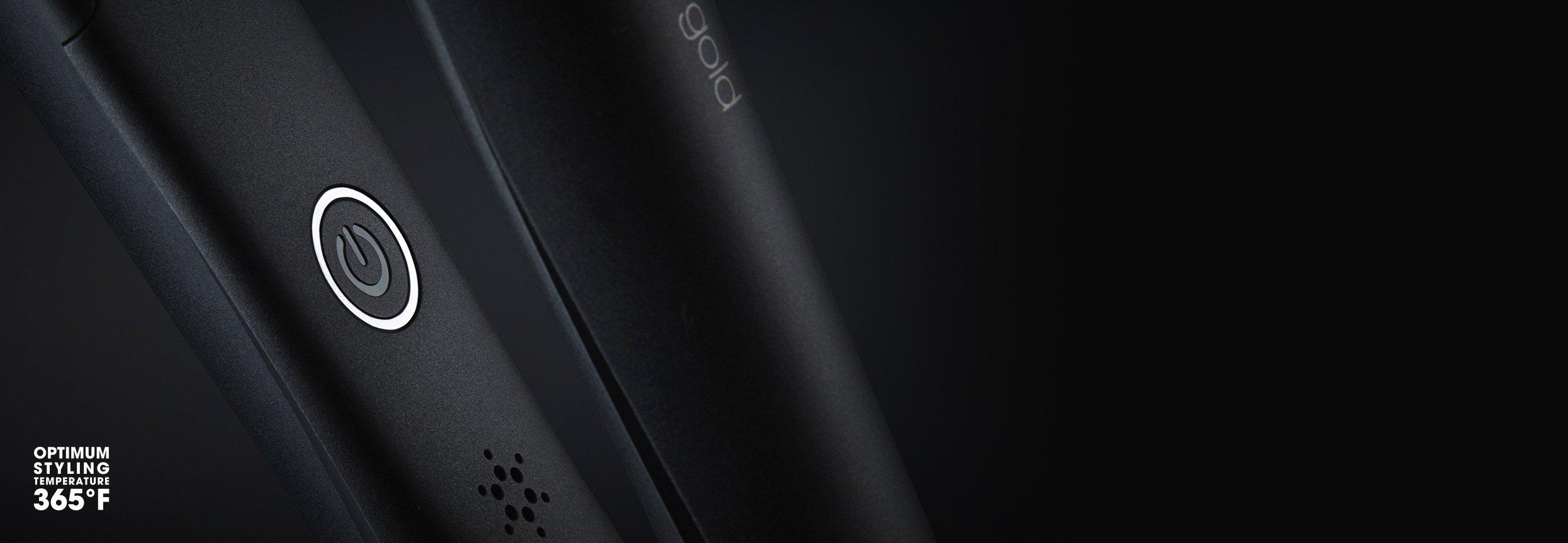 ghd one inch gold styler button close-up