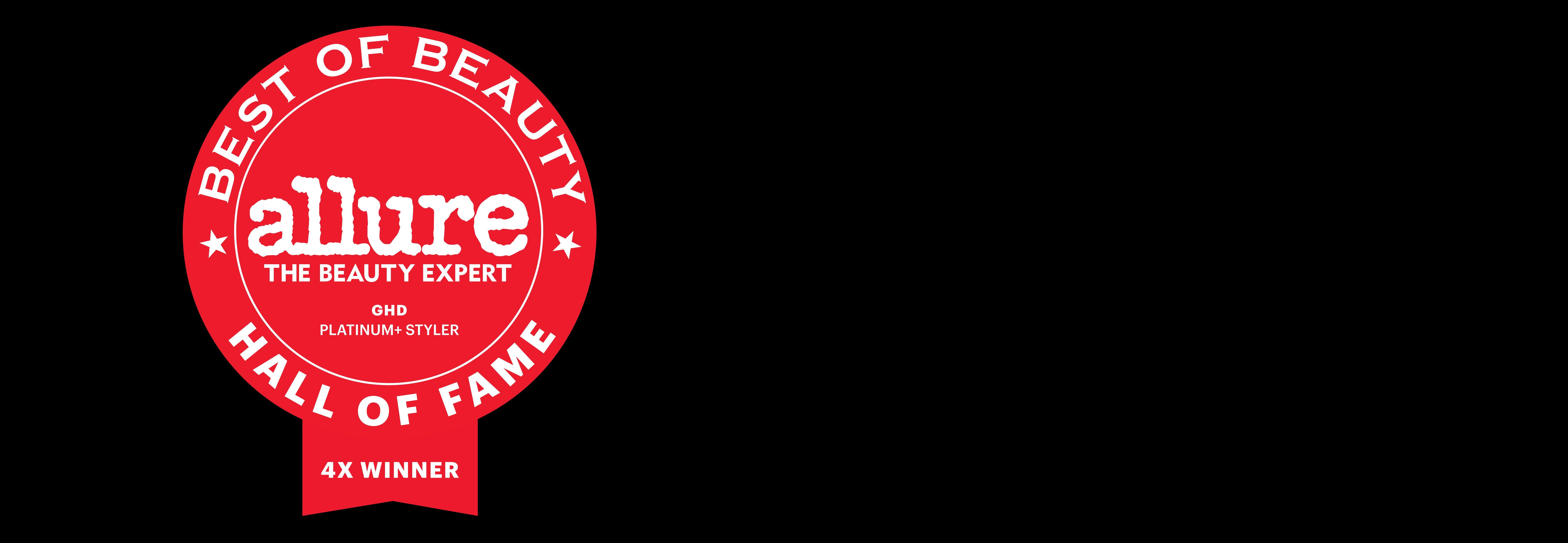 allure best of beauty hall of fame seal on a black background