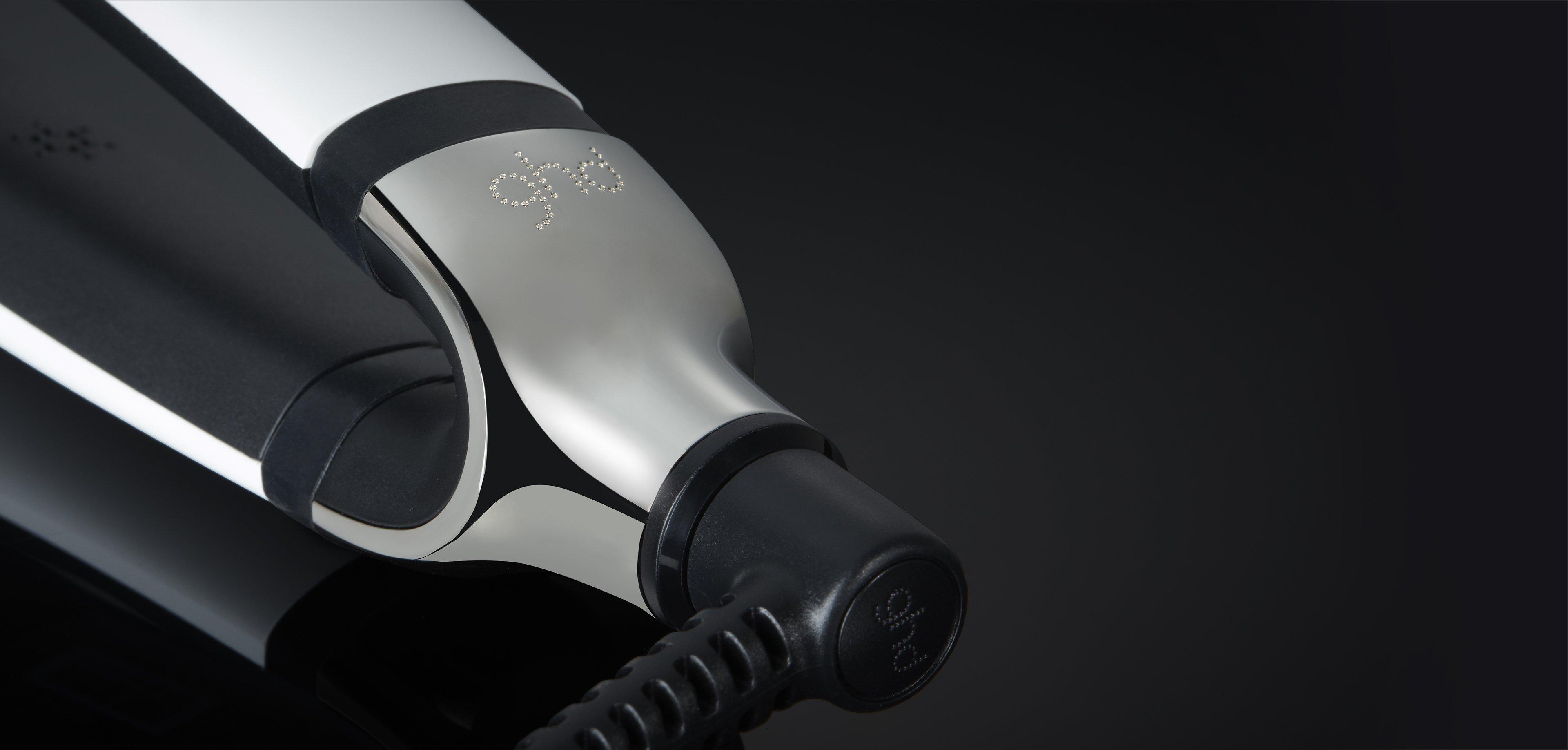 ghd one inch platinum plus styler in white hinge close-up