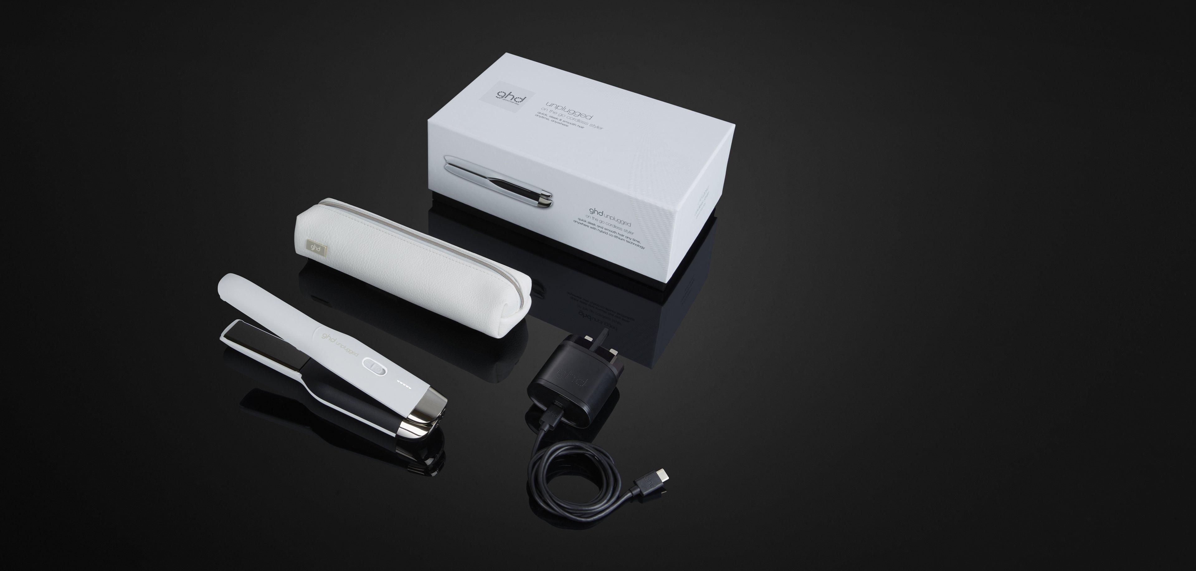 GHD UNPLUGGED CORDLESS HAIR STRAIGHTENER (22MM PLATE) WHITE