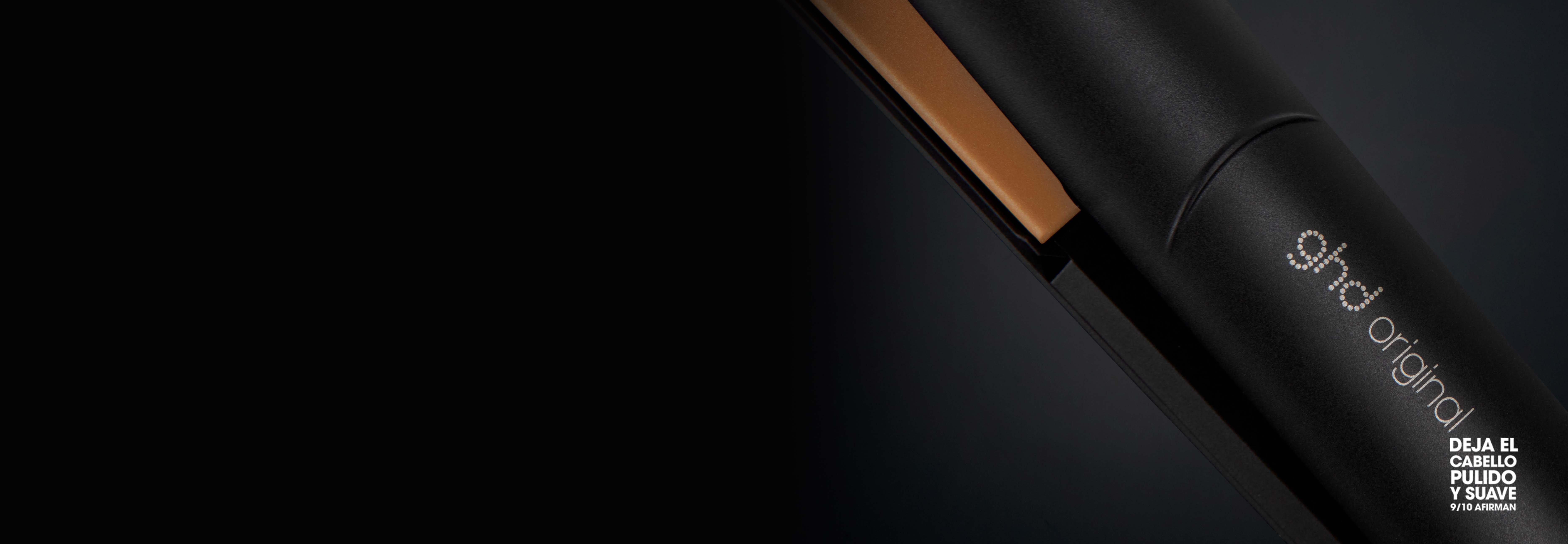 Logo ghd original en la plancha de pelo