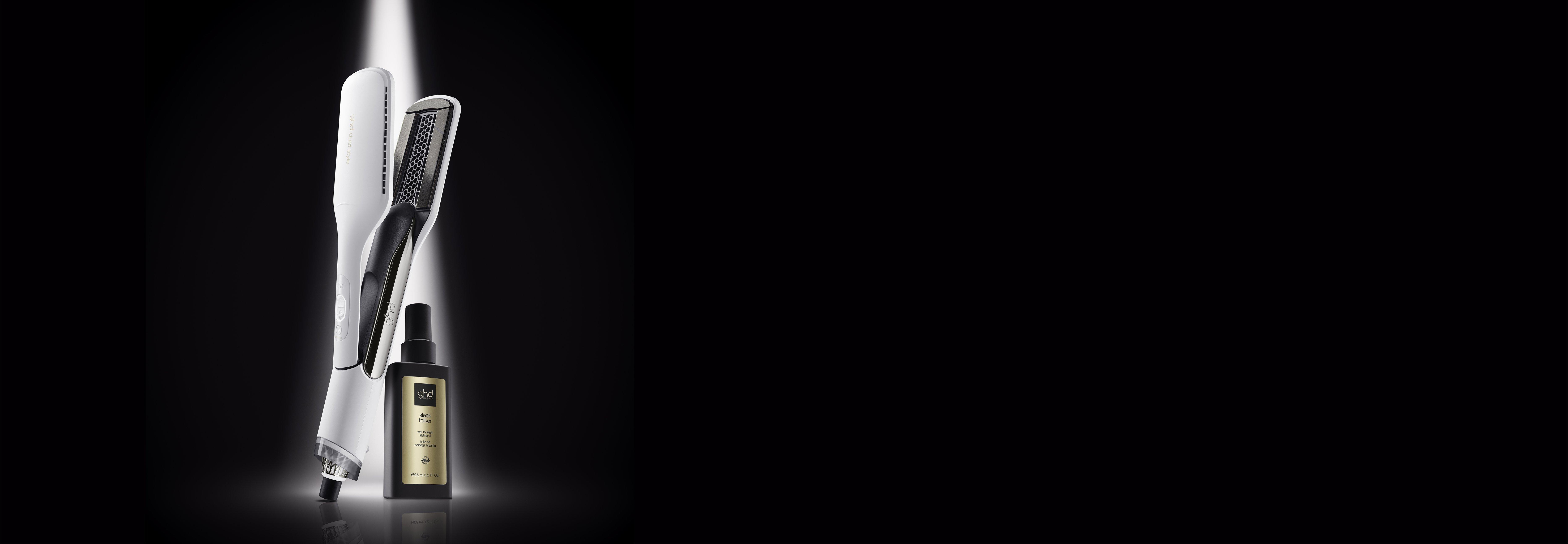 ghd sleek talker Stylingöl mit dem weißen ghd duet style™