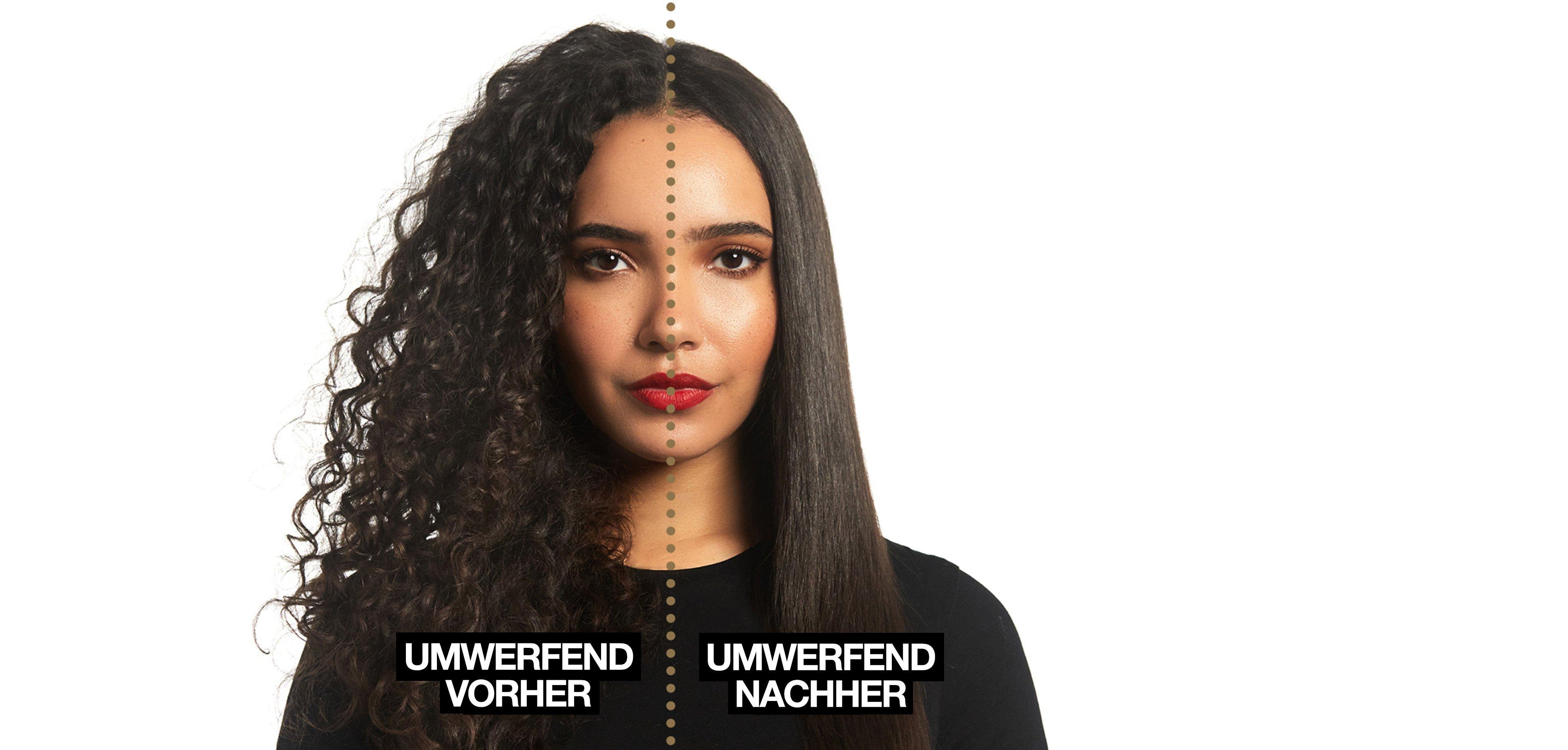 Vorher Nachher Effekt mit dem ghd chronos Haarglätter