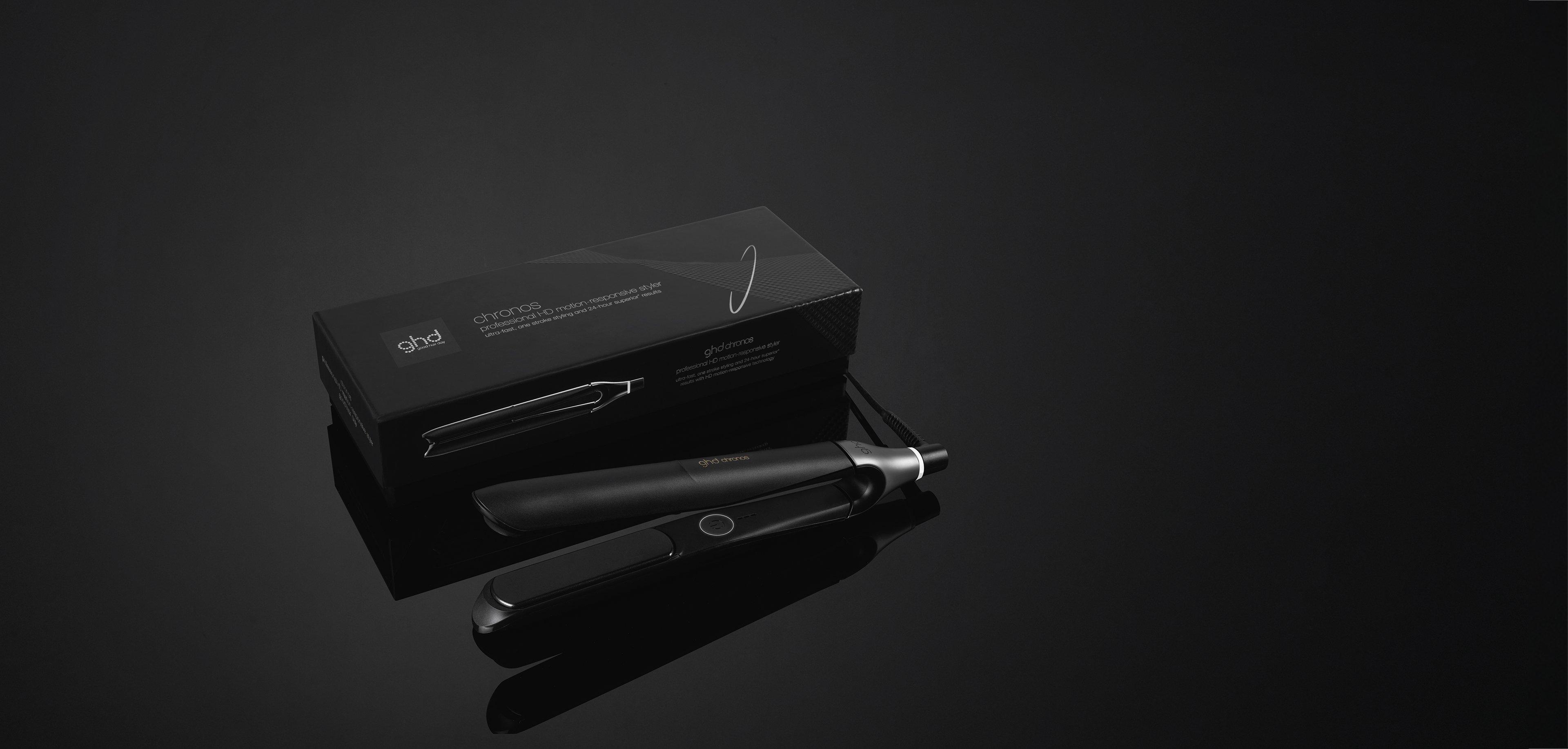 GHD CHRONOS HAIR STRAIGHTENER IN BLACK BUNDLE SET