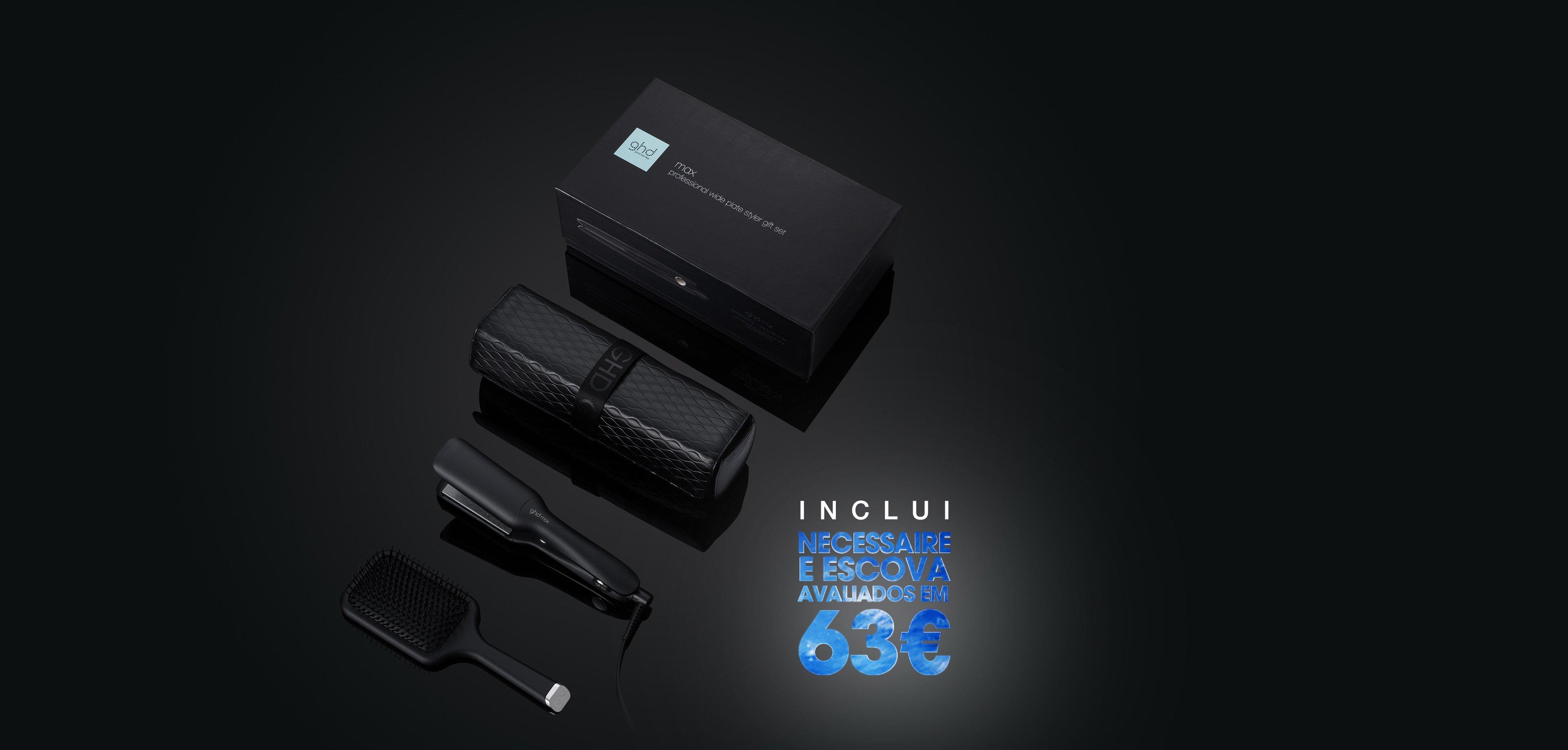 Prancha de cabelo ghd max gift set iced luxe