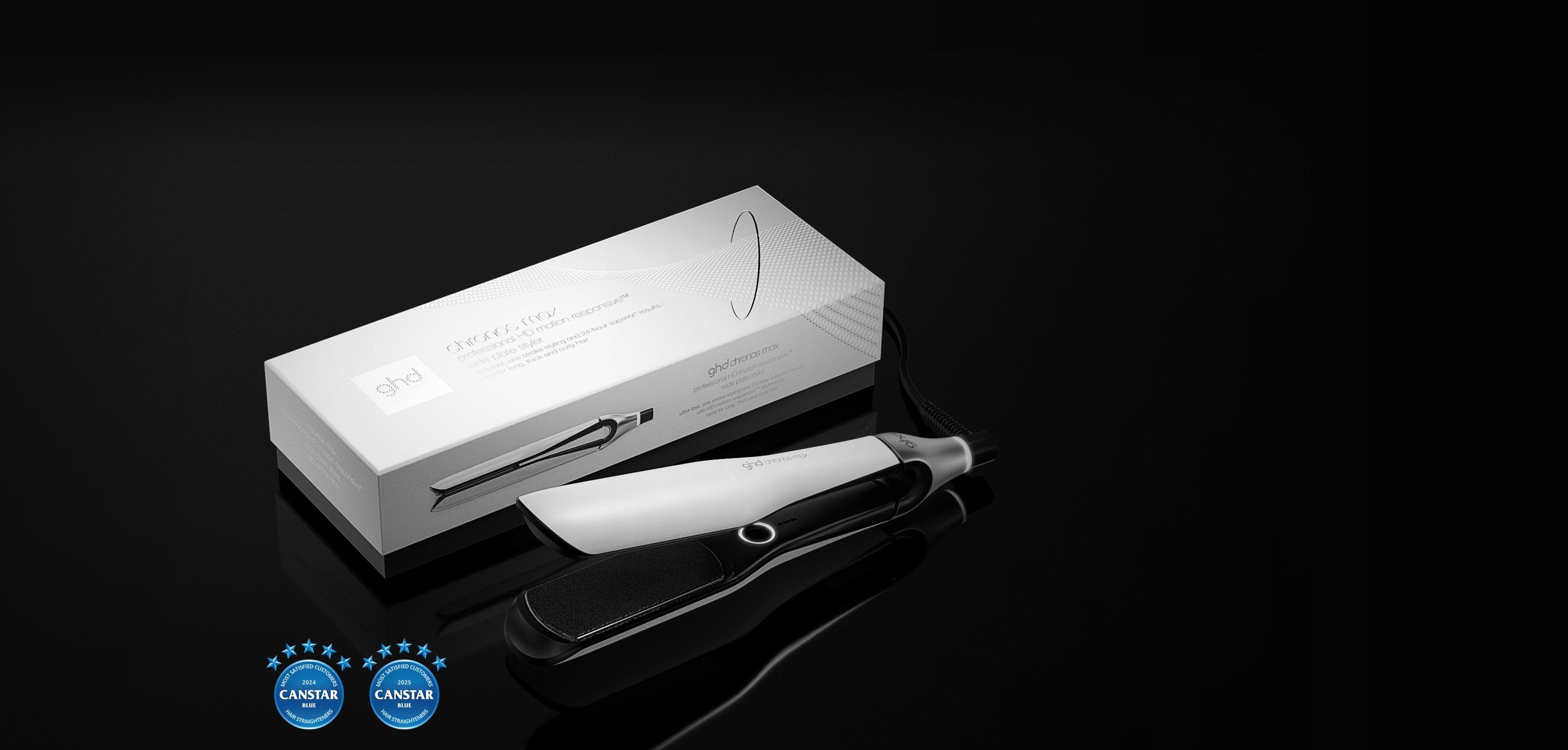 NEW GHD CHRONOS MAX BEST WIDE PLATE HAIR STRAIGHTENER (43MM PLATE) WHITE