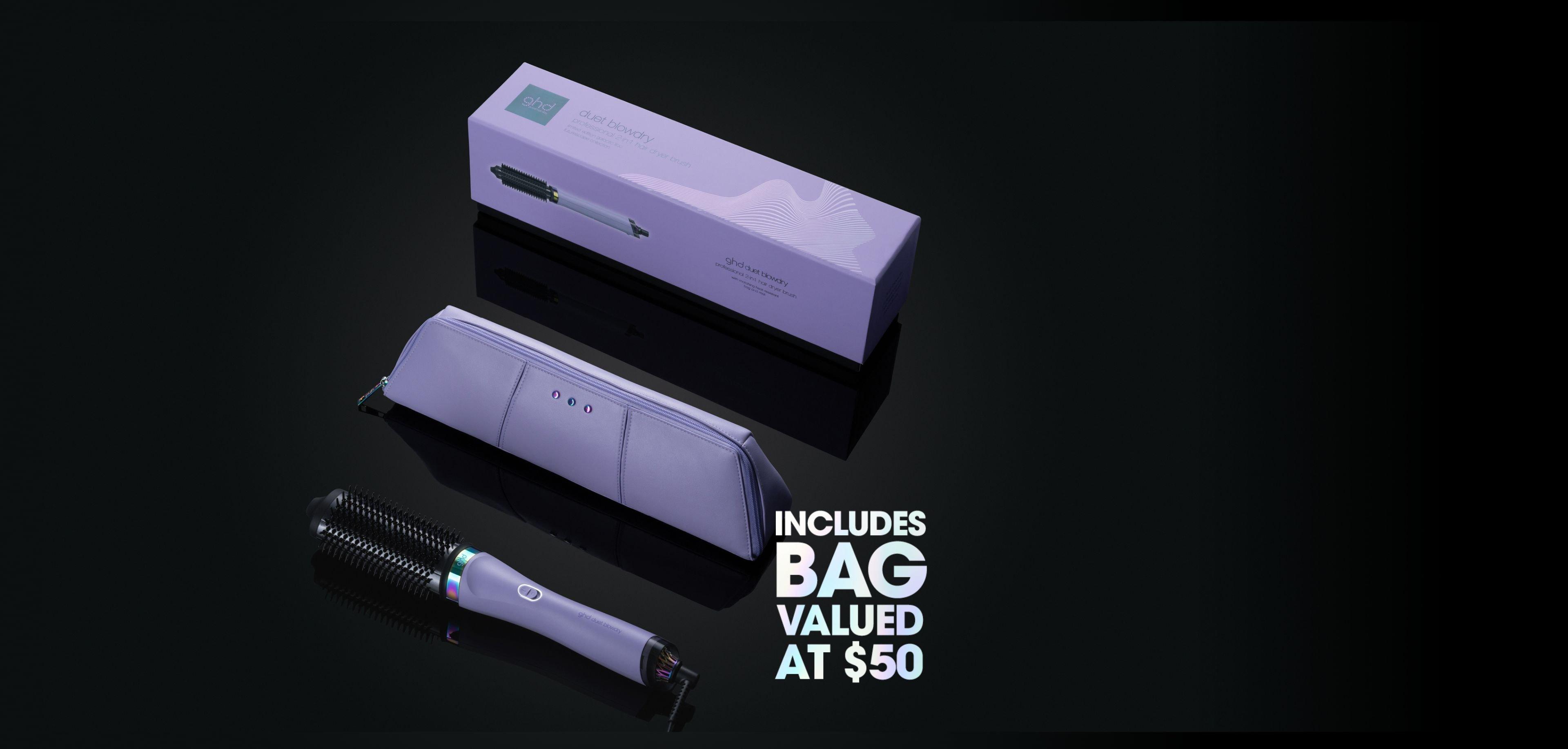 GHD DUET BLOWDRY HAIR DRYER BRUSH IN GALACTIC LILAC