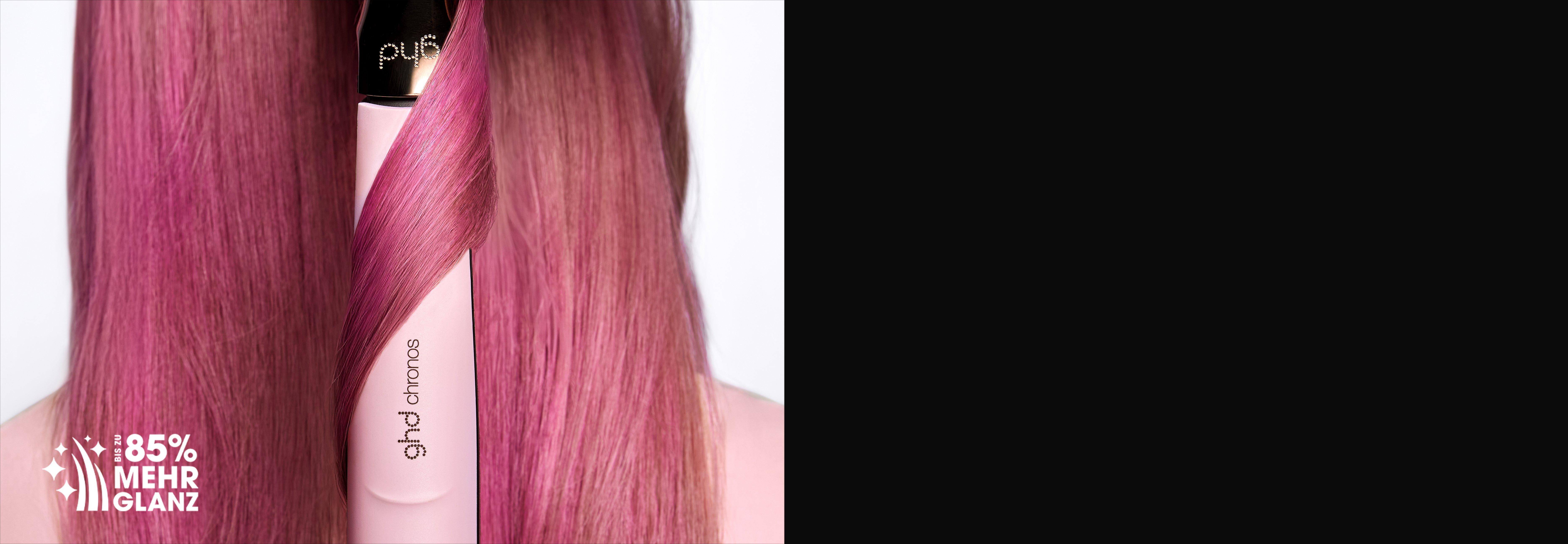 85% mehr Glanz bei Haaren die mit dem gdh chronos gestylt sind