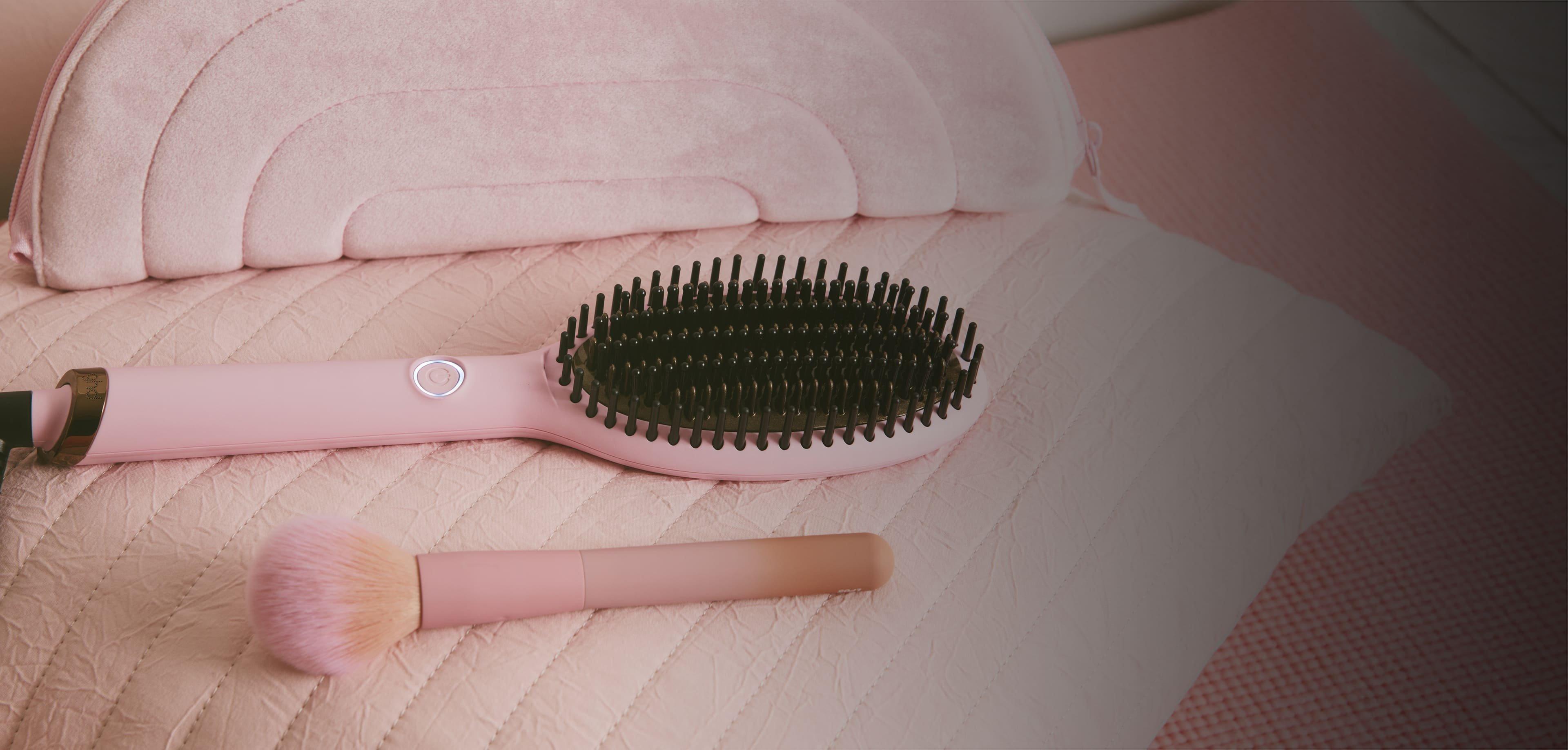 NEW GHD GLIDE® HAIR STRAIGHTENING BRUSH IN PINK SORBET