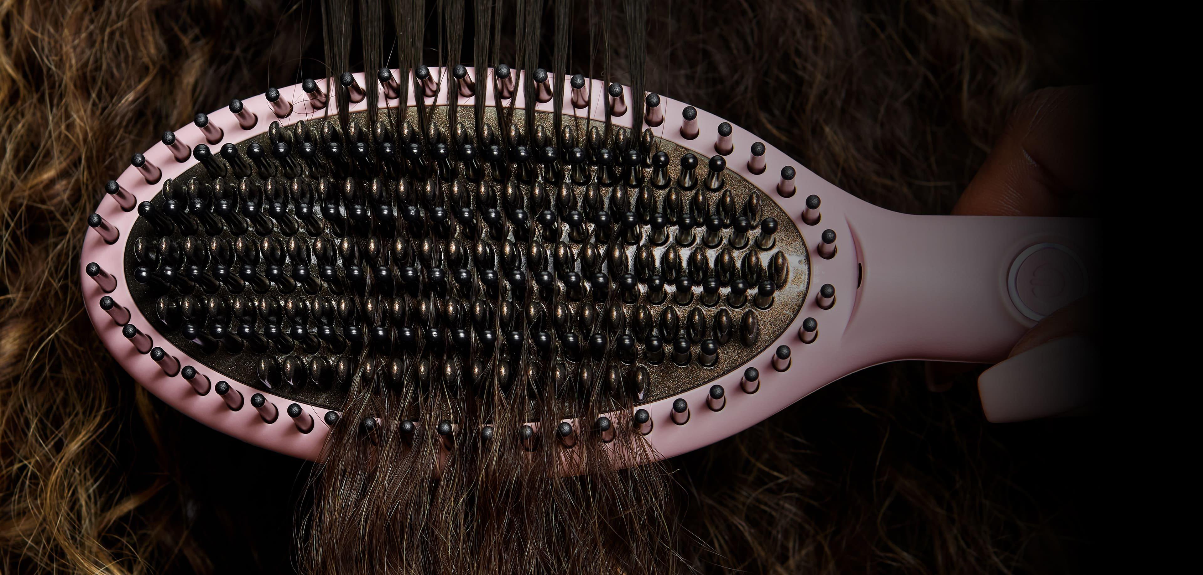 NEW GHD GLIDE® HAIR STRAIGHTENING BRUSH IN PINK SORBET