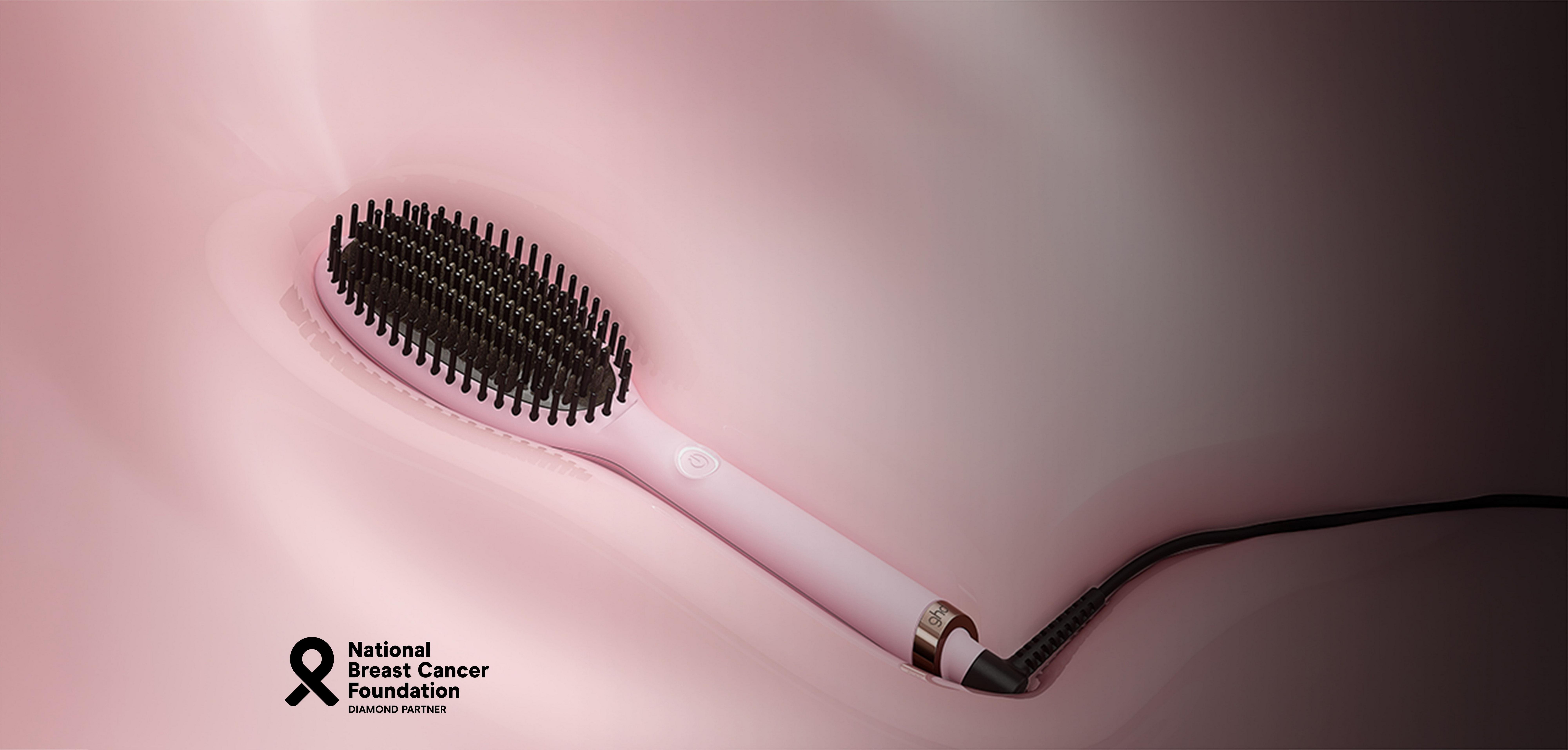 NEW GHD GLIDE® HAIR STRAIGHTENING BRUSH IN PINK SORBET