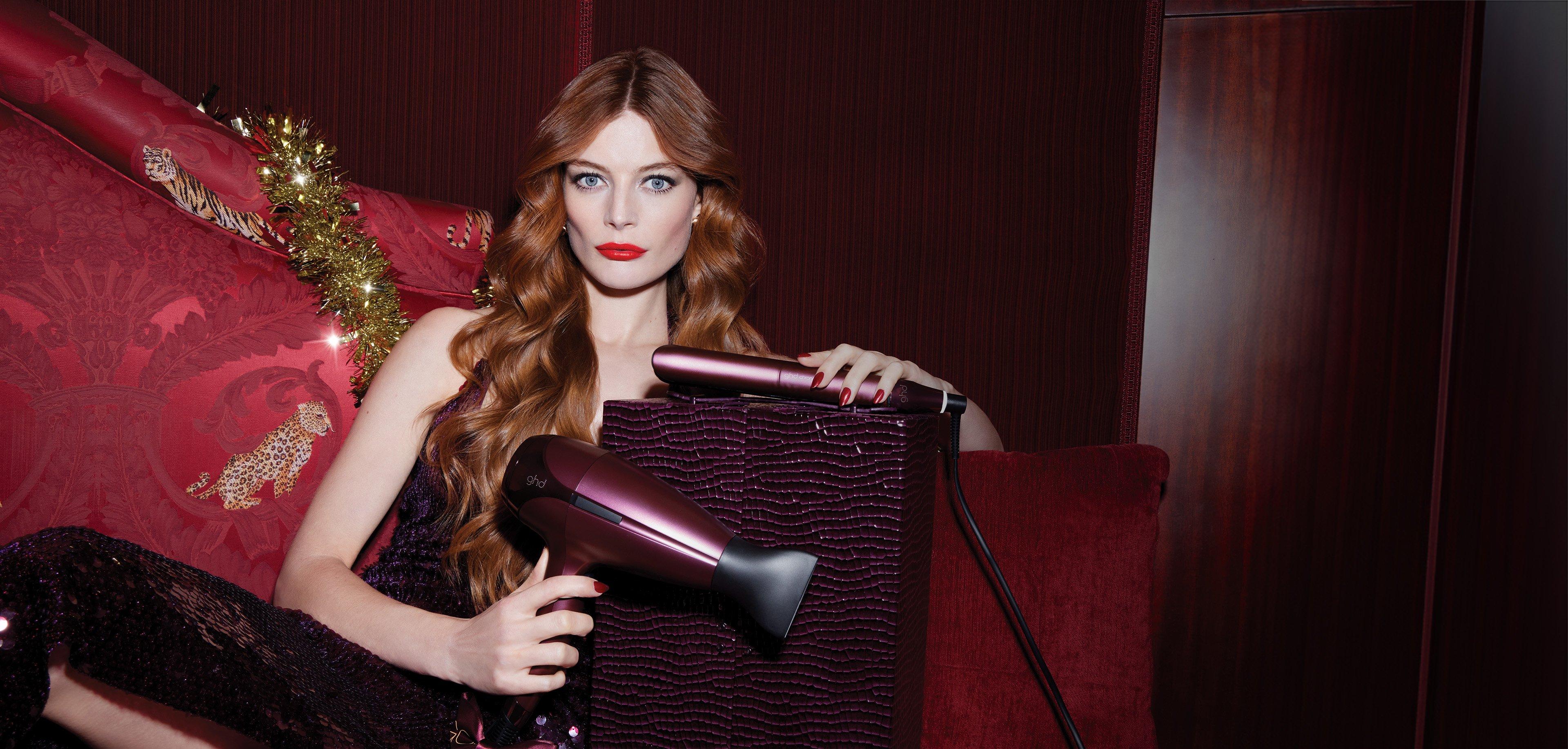 NEW GHD DELUXE HAIR DRYER AND STRAIGHTENER GIFT SET IN CHERRY CHIC