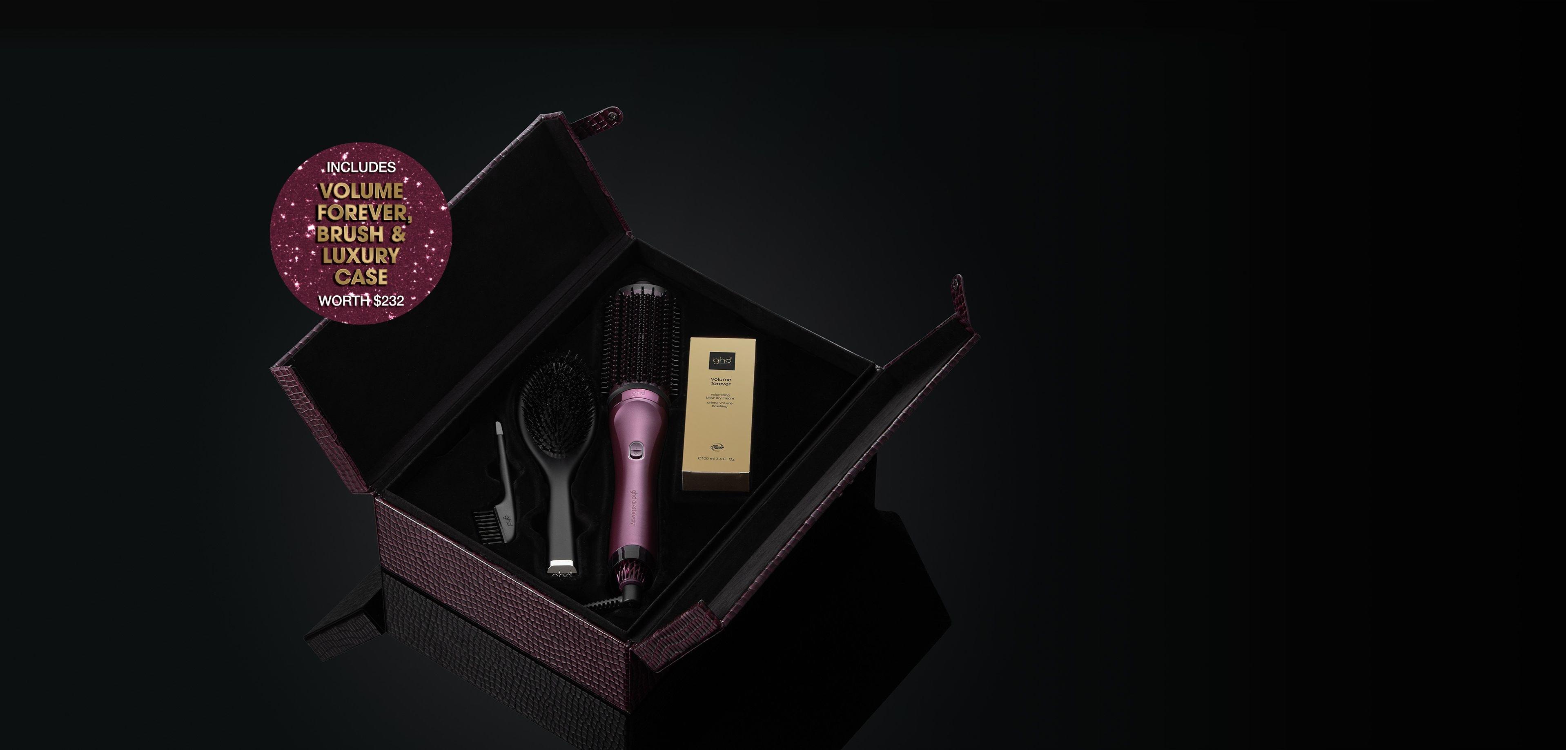 NEW GHD DUET BLOWDRY HAIR DRYER BRUSH FESTIVE GIFT SET IN CHERRY CHIC
