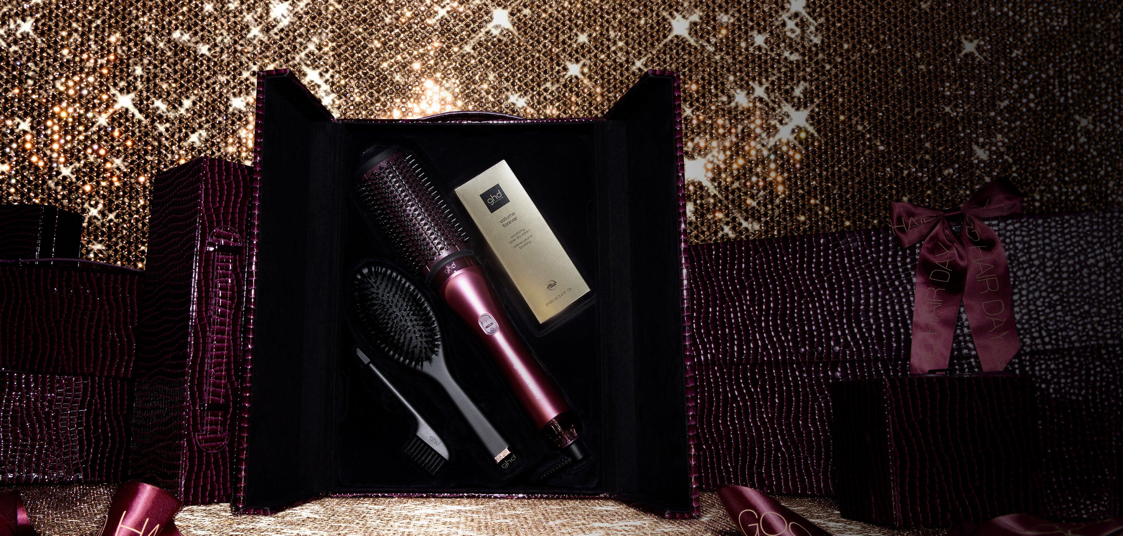 NEW GHD DUET BLOWDRY HAIR DRYER BRUSH GIFT SET IN CHERRY CHIC