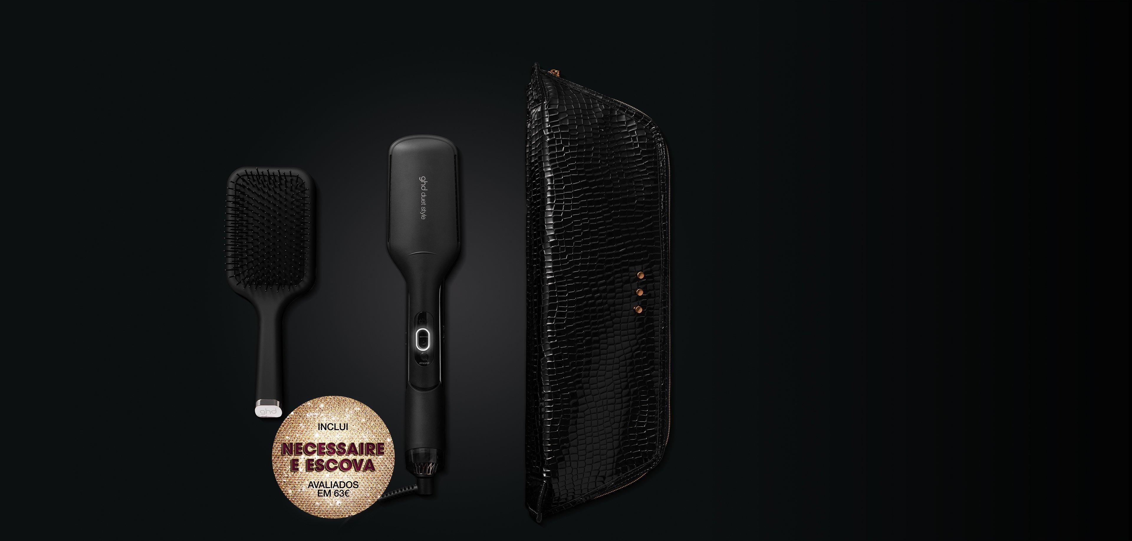 Prancha de cabelo 2-em-1 ghd Duet Style gift set em preto