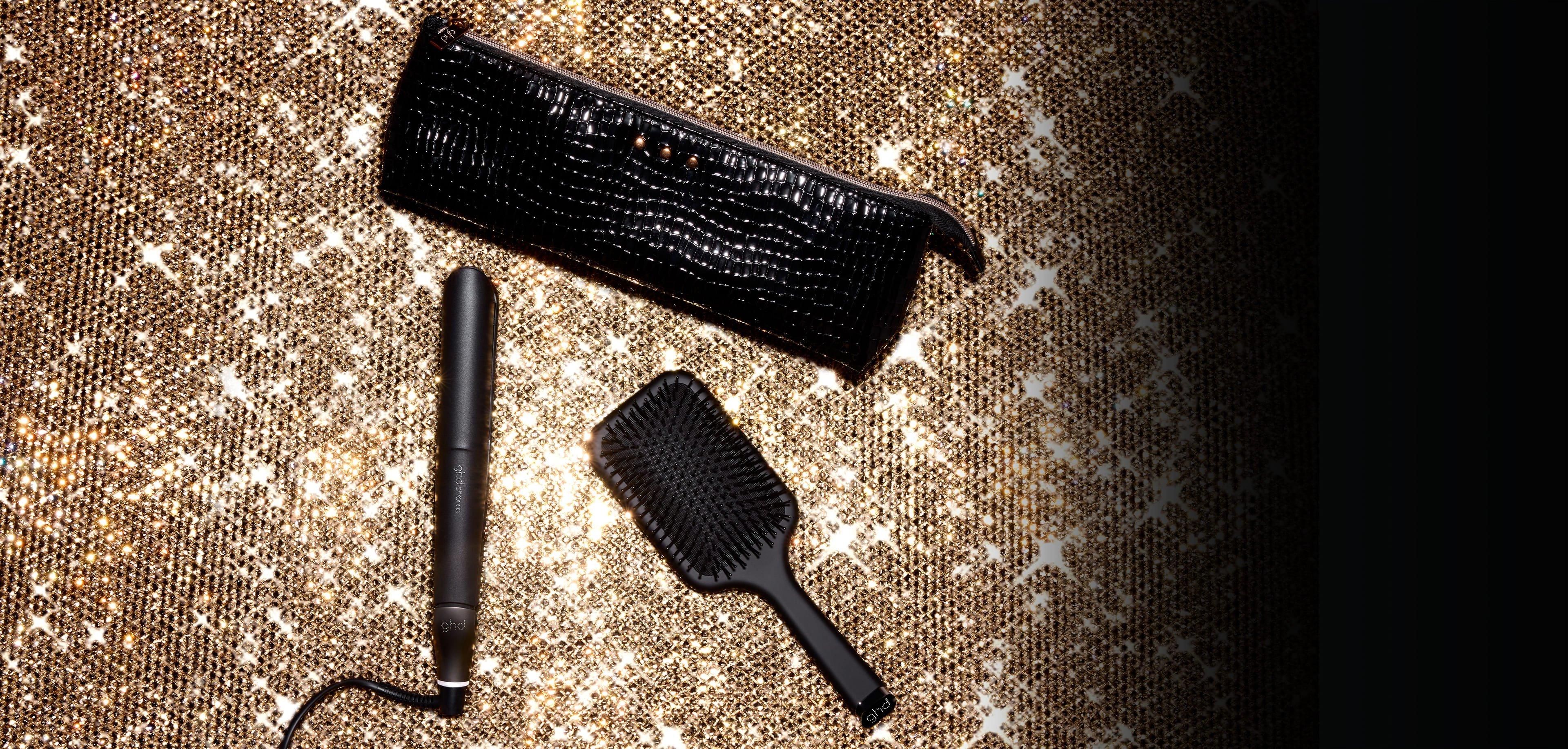NEW GHD CHRONOS HAIR STRAIGHTENER GIFT SET WITH BAG & PADDLE BRUSH