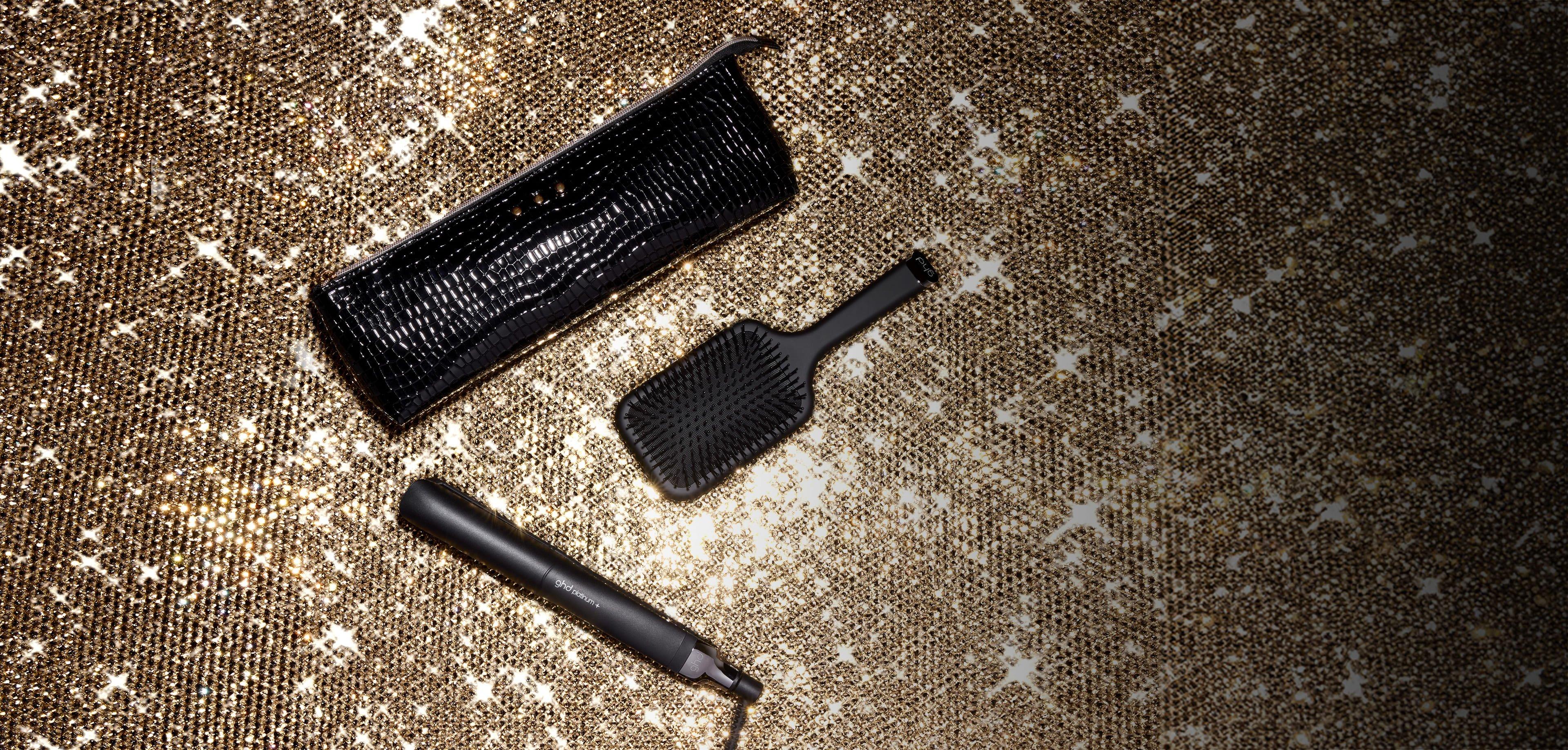 NEW GHD PLATINUM+ HAIR STRAIGHTENER GIFT SET WITH BAG & PADDLE BRUSH