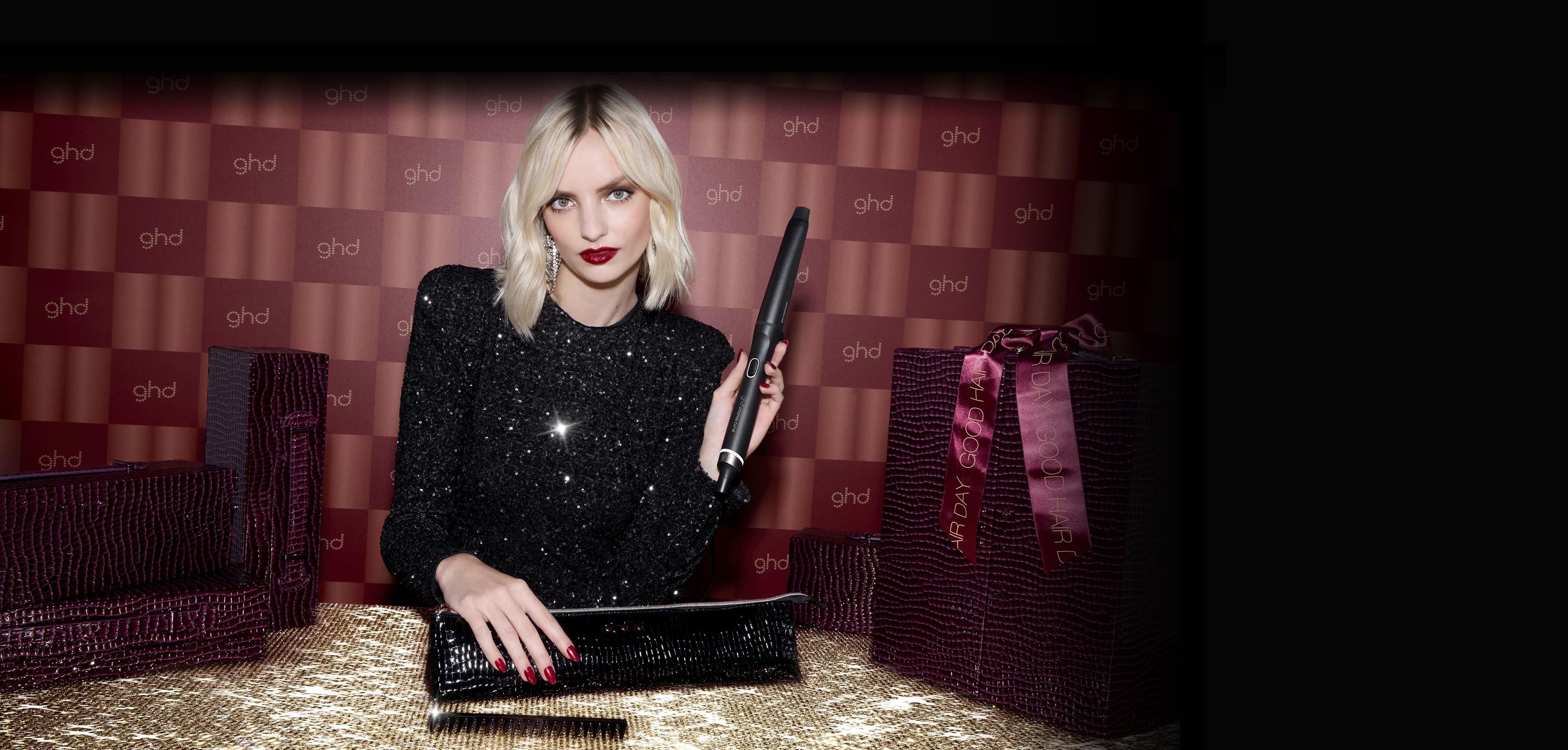 NEW GHD CHRONOS CURVE CONICAL WAND GIFT SET WITH BAG & COMB