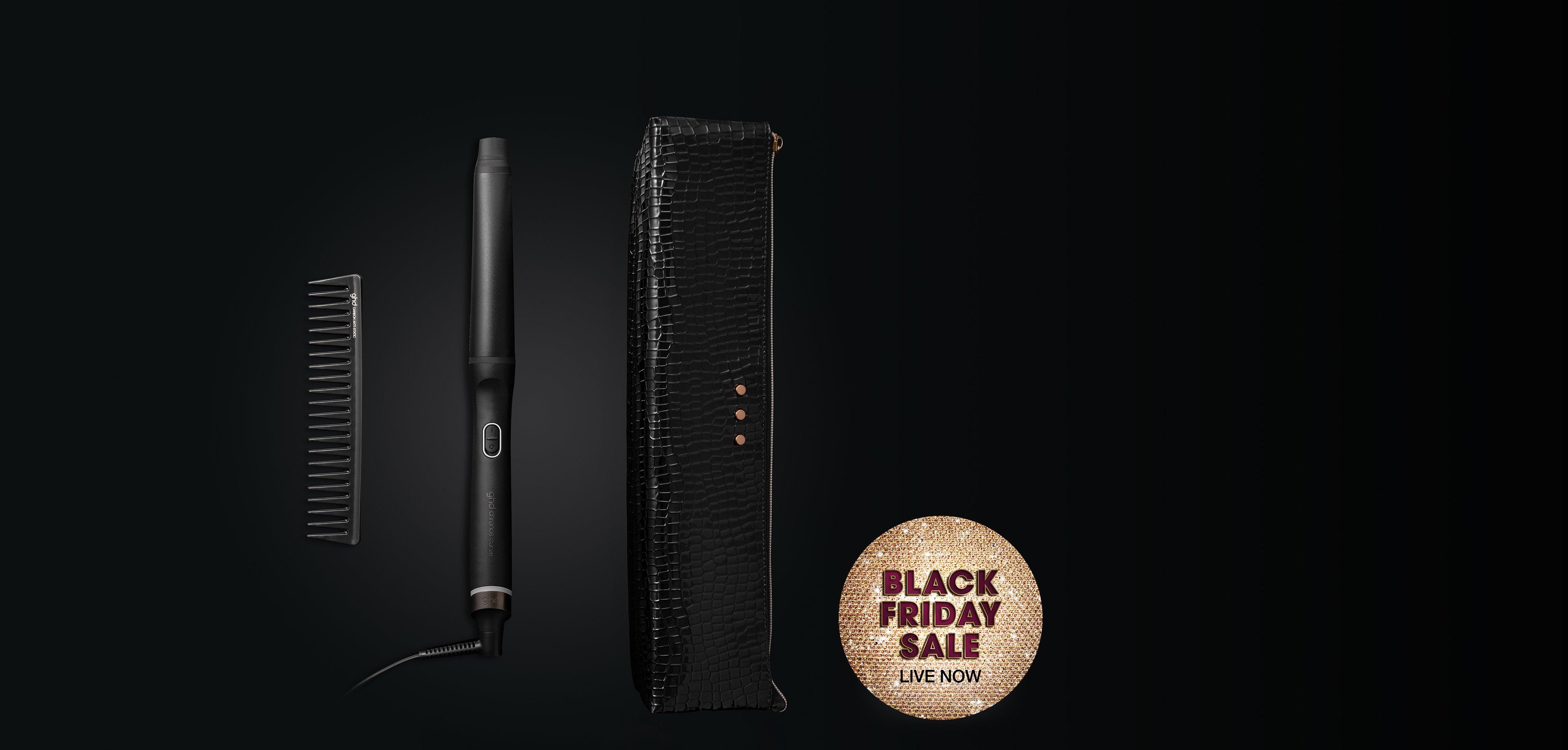NEW GHD CHRONOS CURVE CONICAL WAND FESTIVE GIFT SET (1.1"-0.9" BARREL) IN BLACK