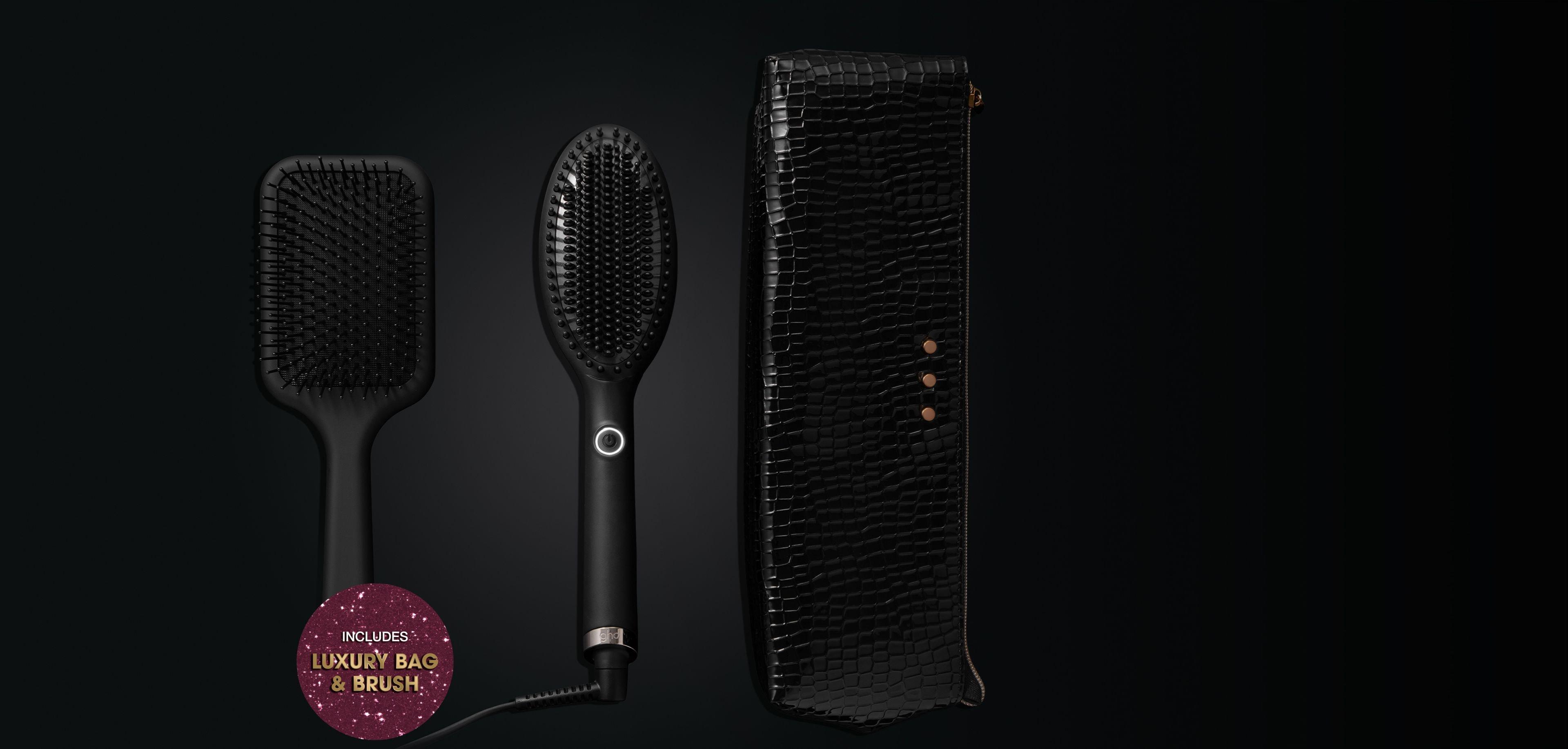 NEW GHD GLIDE® HAIR STRAIGHTENER BRUSH GIFT SET WITH BAG & BRUSH