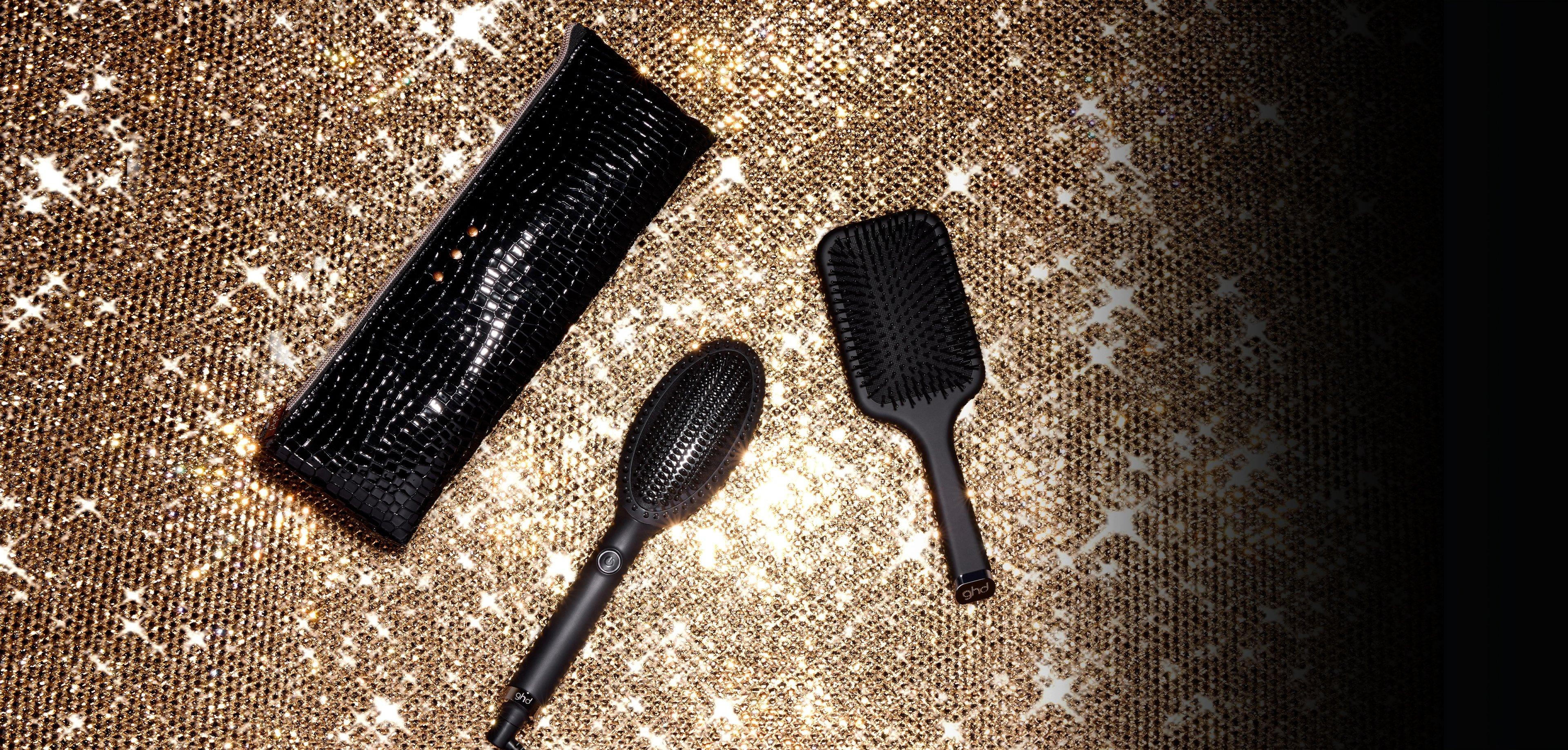 NEW GHD GLIDE HOT BRUSH FESTIVE GIFT SET IN BLACK (WORTH £244)