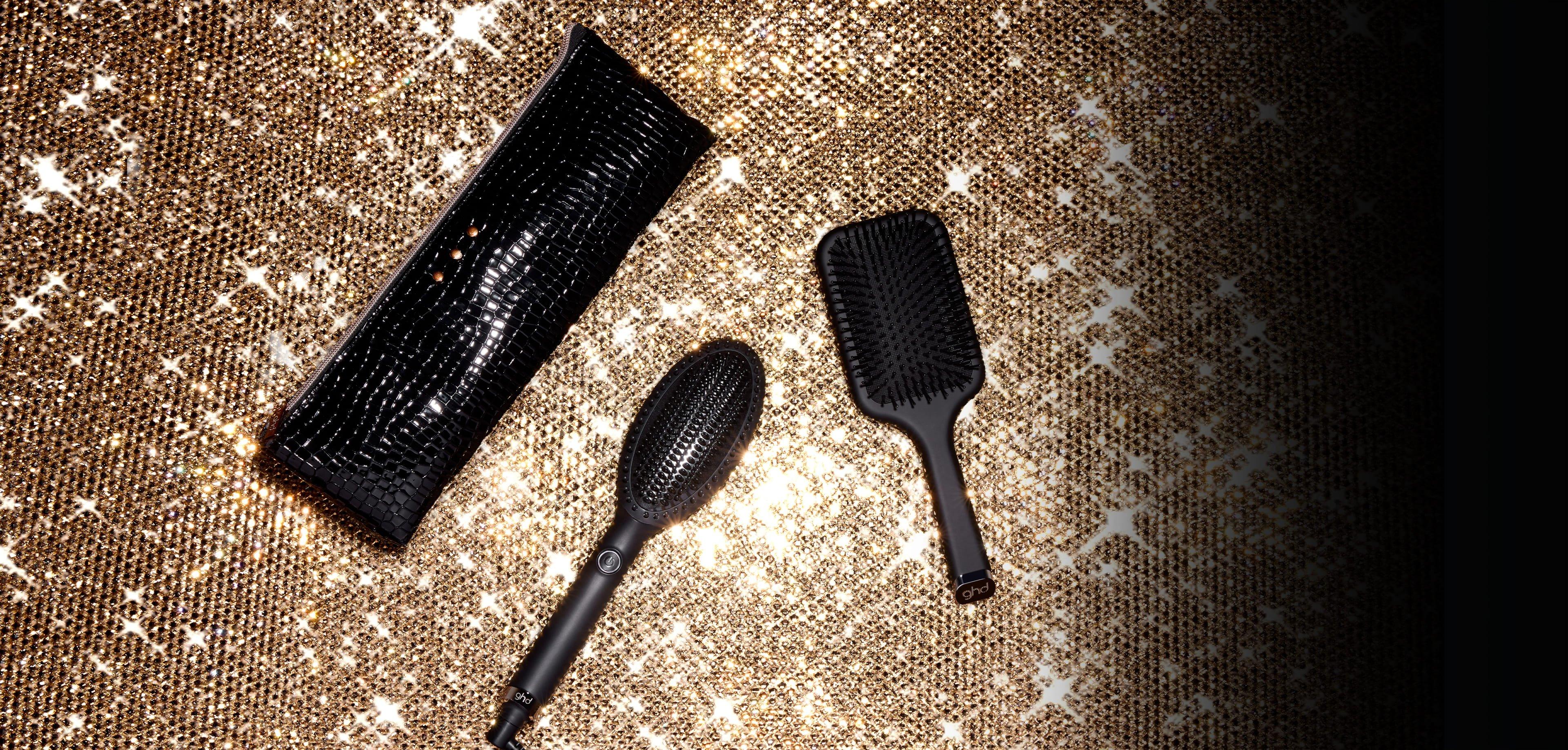NEW GHD GLIDE HAIR STRAIGHTENER BRUSH GIFT SET WITH BAG & BRUSH