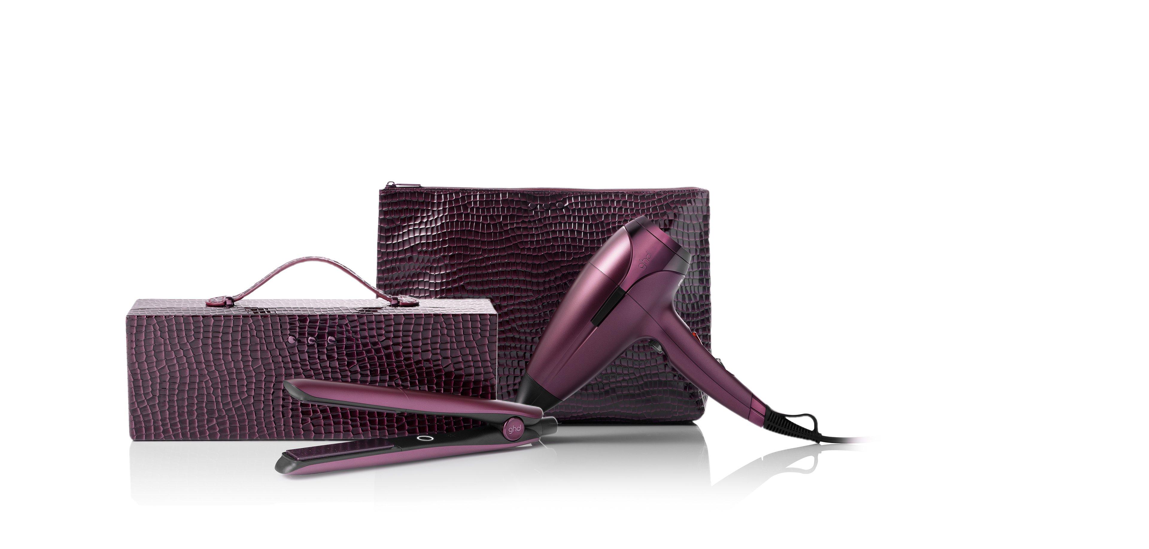 NEW GHD GOLD® HAIR STRAIGHTENER & GHD HELIOS HAIR DRYER IN CHERRY CHIC BUNDLE