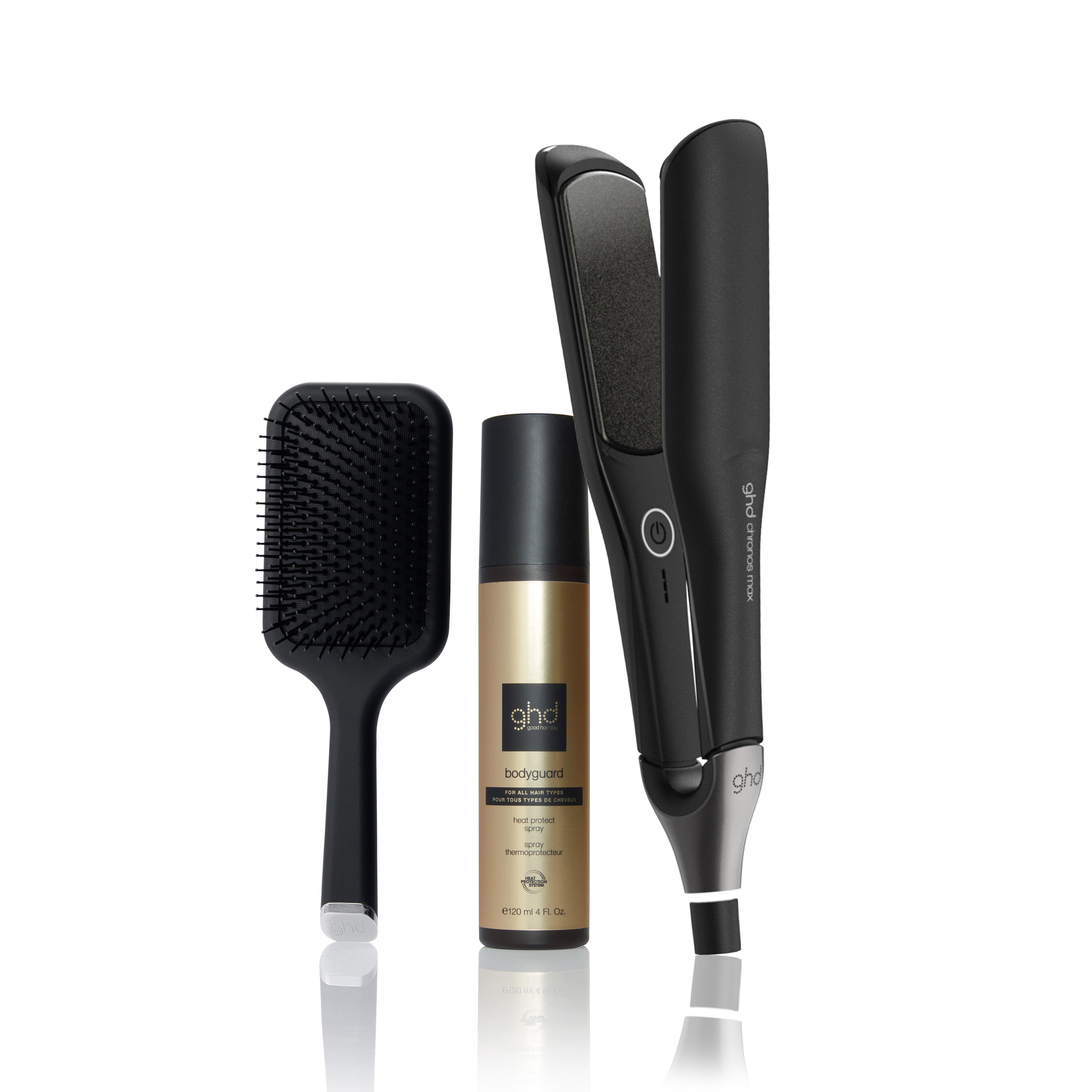 ghd Chronos Max Hair Straightener In Black Bundle, Black Bundle Set