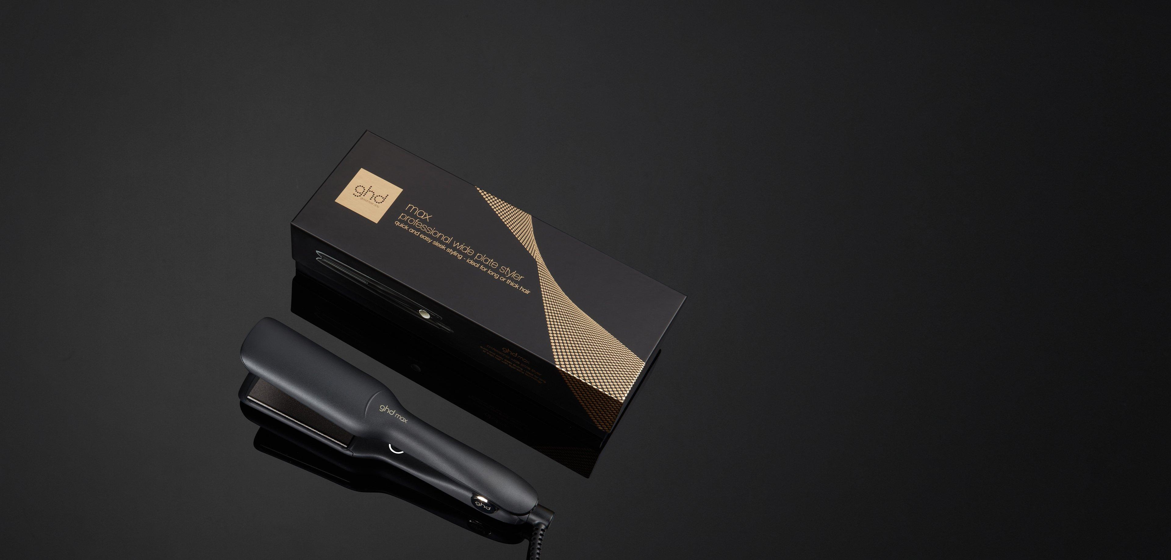 GHD MAX WIDE PLATE HAIR STRAIGHTENER (42MM PLATE) IN BLACK BUNDLE