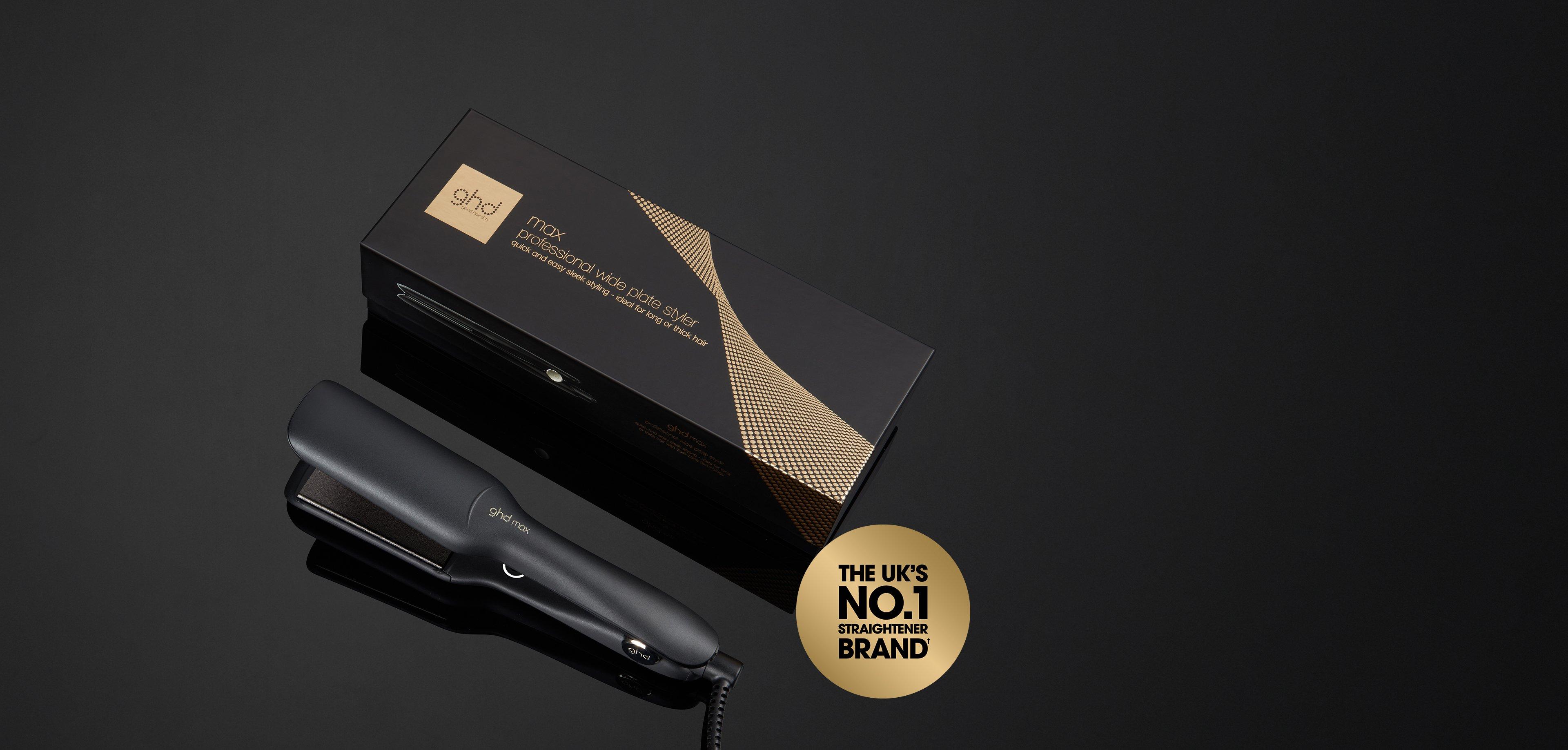 GHD MAX WIDE PLATE HAIR STRAIGHTENER (42MM PLATE) IN BLACK BUNDLE