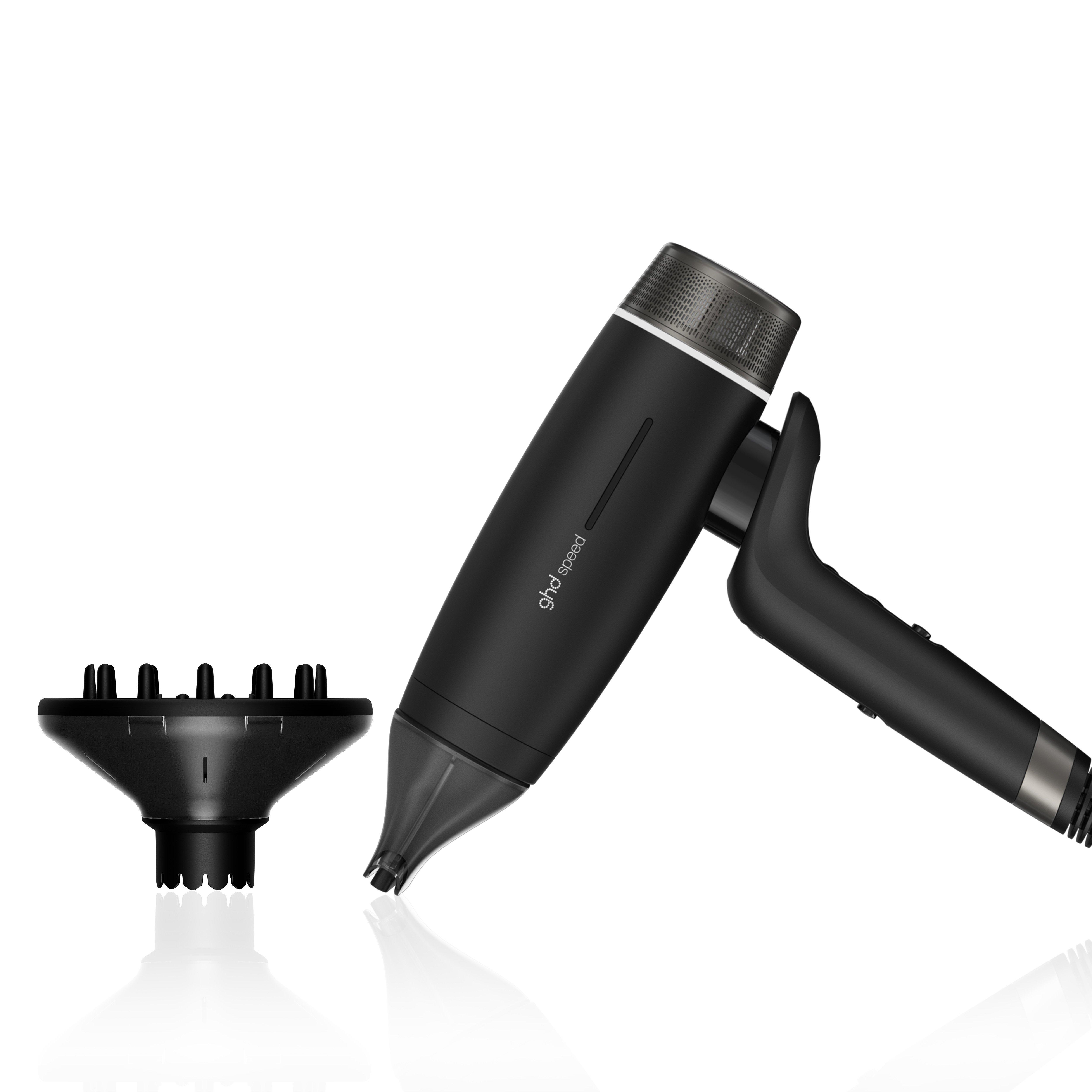 New ghd Speed Ionic Hair Dryer With Diffuser For Curly Hair Bundle In Black, Black Bundle Set