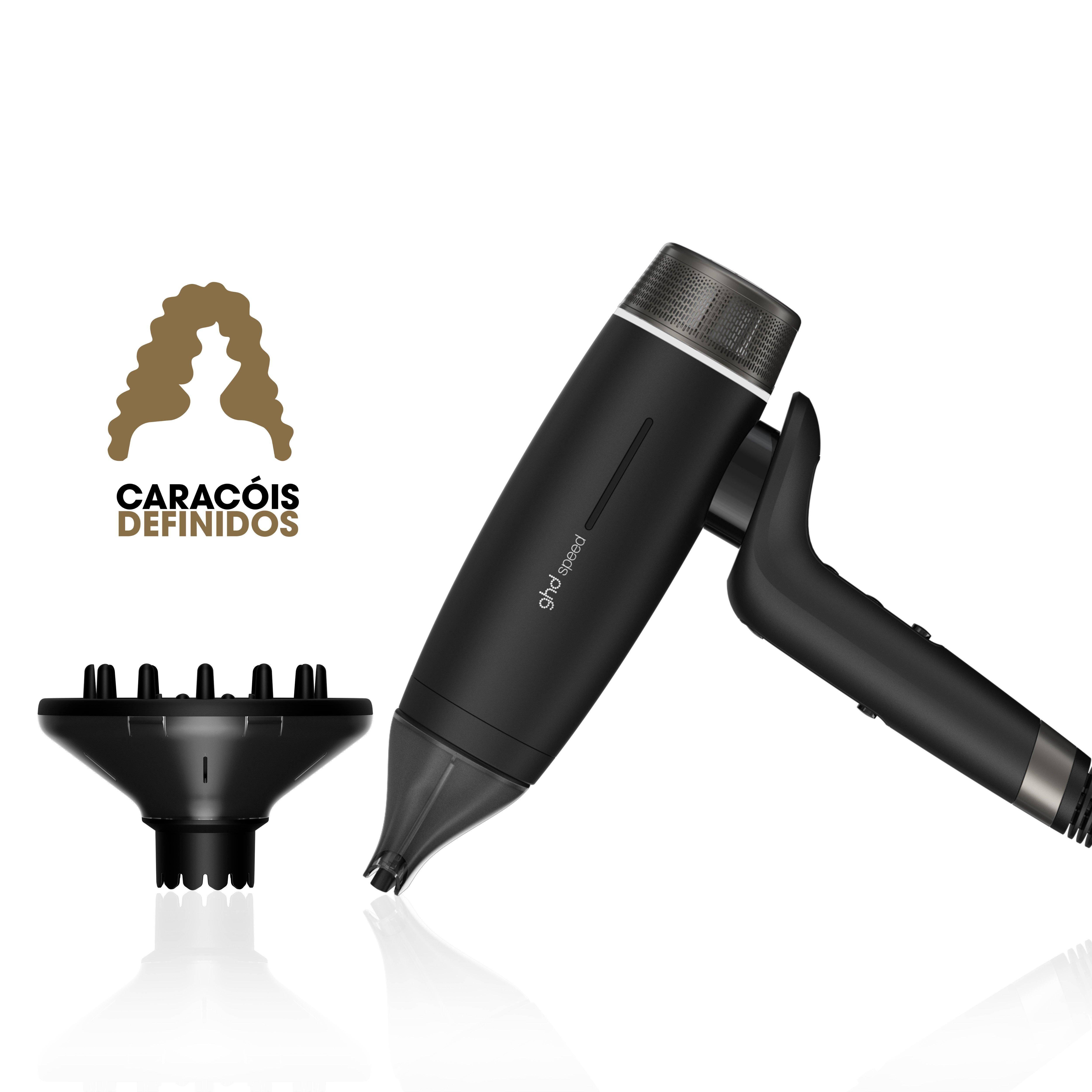 Coffret ghd Speed preto com difusor profissional para caracóis