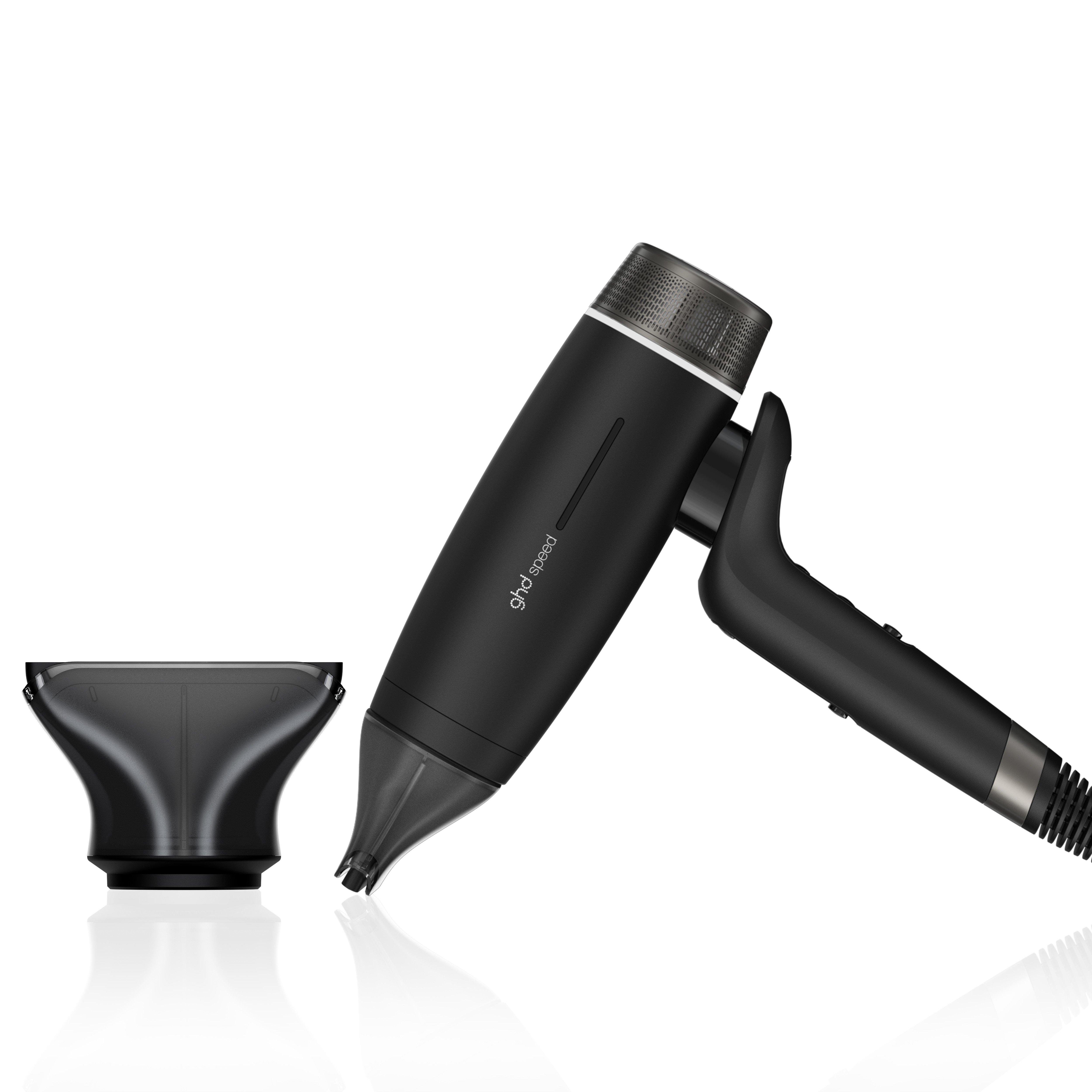 New ghd Speed Ionic Hair Dryer With Wide Smoothing Nozzle Set In Black, Black Bundle Set