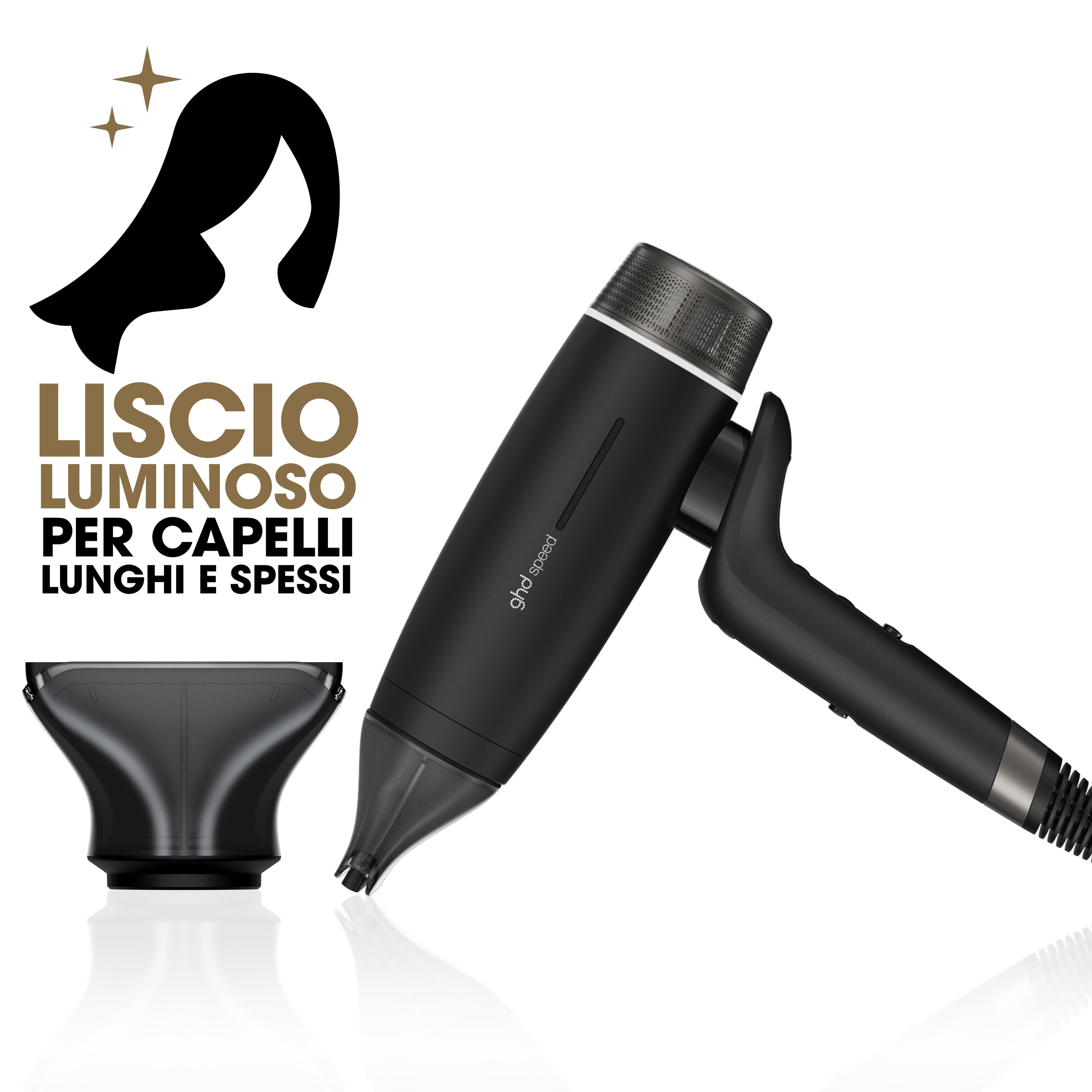 Set ghd Phon E Beccuccio Largo: Speed Phon A Ioni Nero Opaco & Beccuccio Halo Largo, Bundle Set Nero