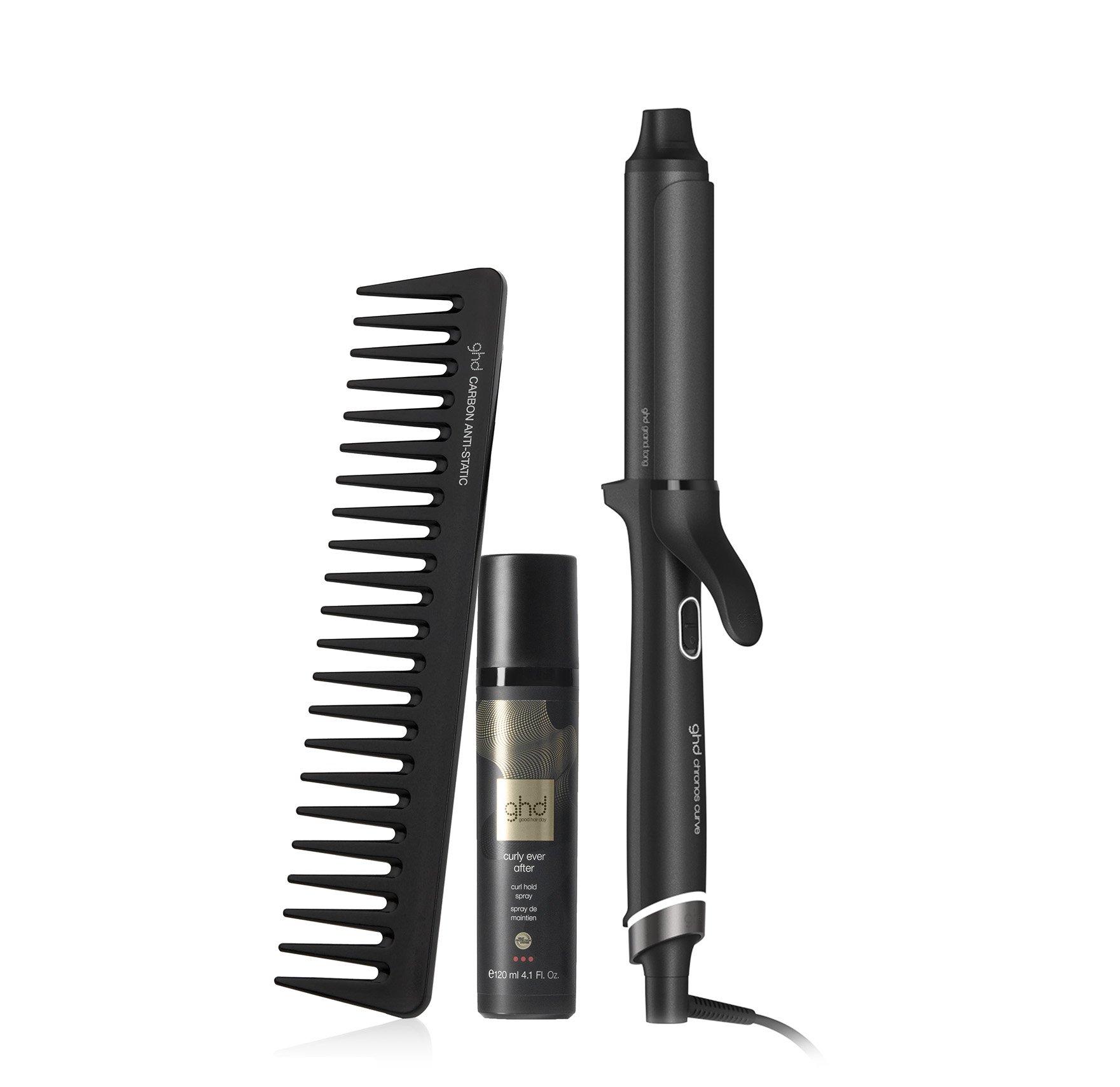 ghd Chronos Curve Grand Tong (32mm Barrel) In Black Bundle For Big Voluminous Curls, Black Bundle Set