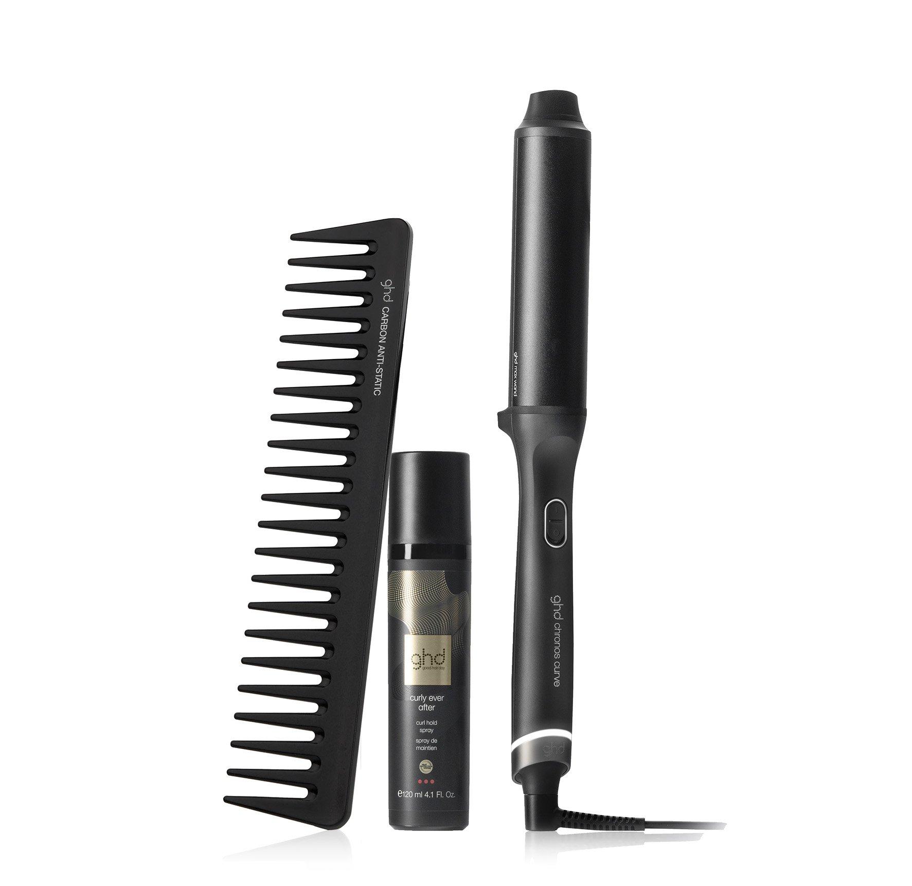 ghd Chronos Curve Max Wand (38mm Barrel) In Black Bundle For Loose Waves, Black Bundle Set