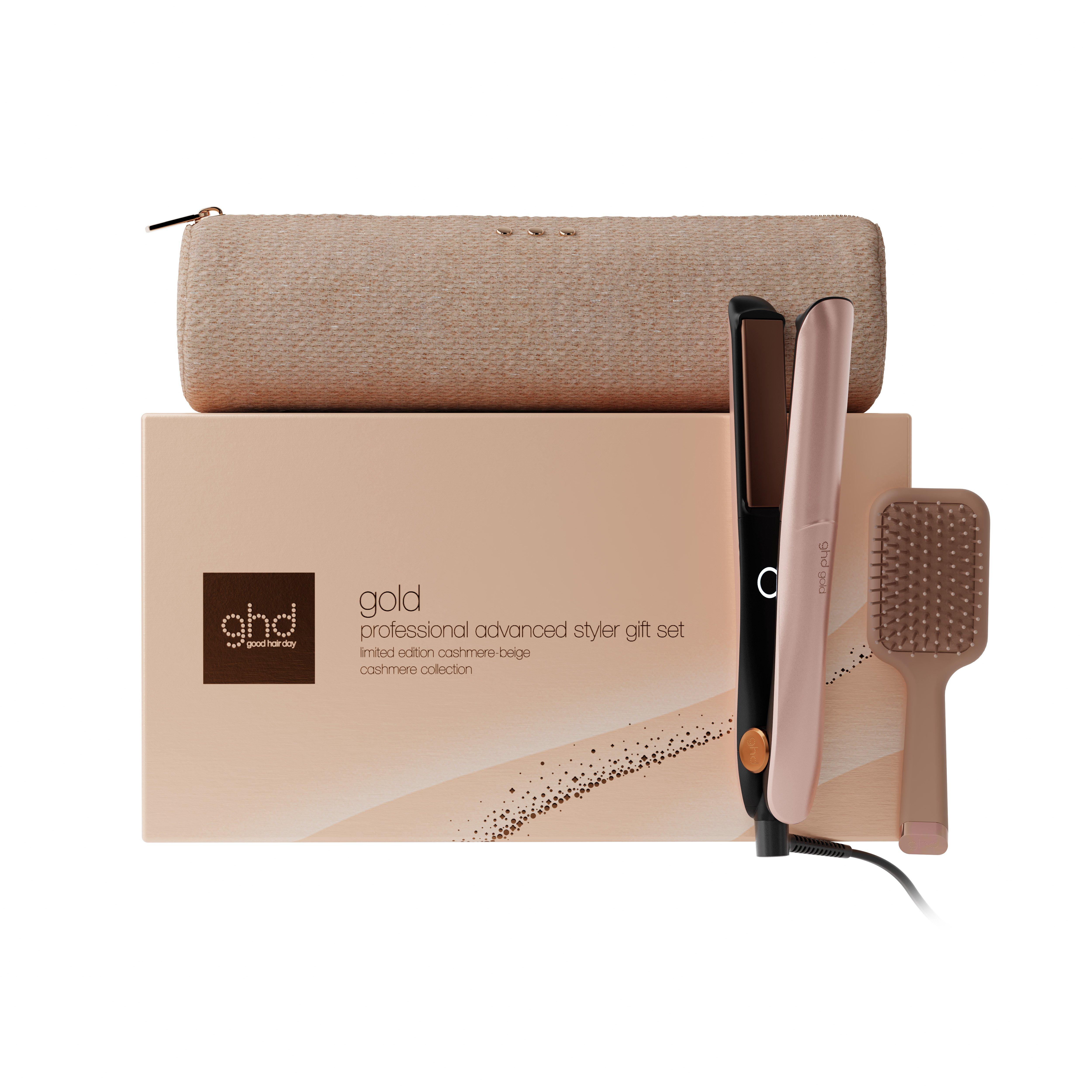 NEW GHD GOLD HAIR STRAIGHTENER FESTIVE GIFT SET IN CASHMERE BEIGE (TOTAL WORTH €294)