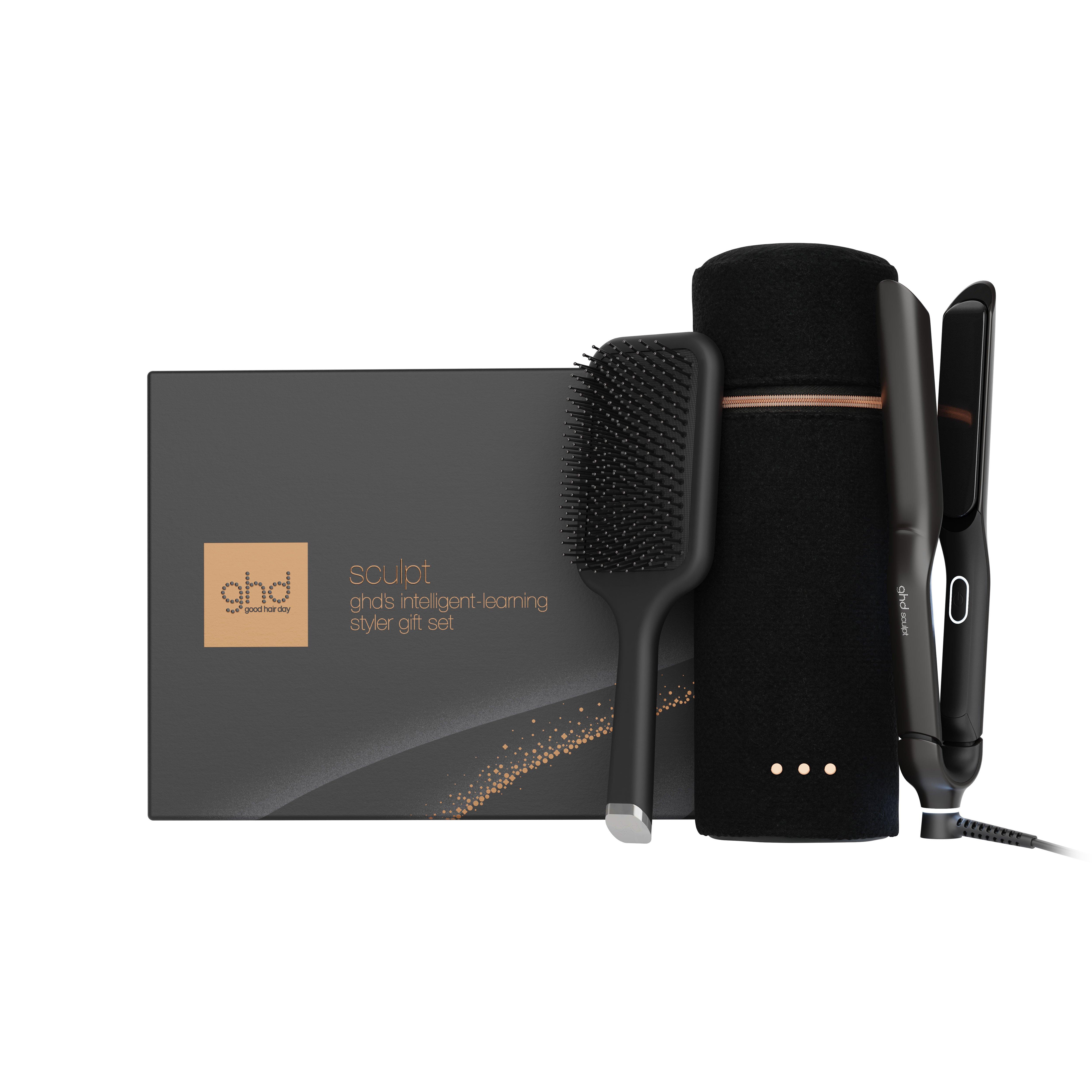 NEW GHD SCULPT INTERACTIVE HAIR STRAIGHTENER FESTIVE GIFT SET IN BLACK (TOTAL VALUE £431.50)