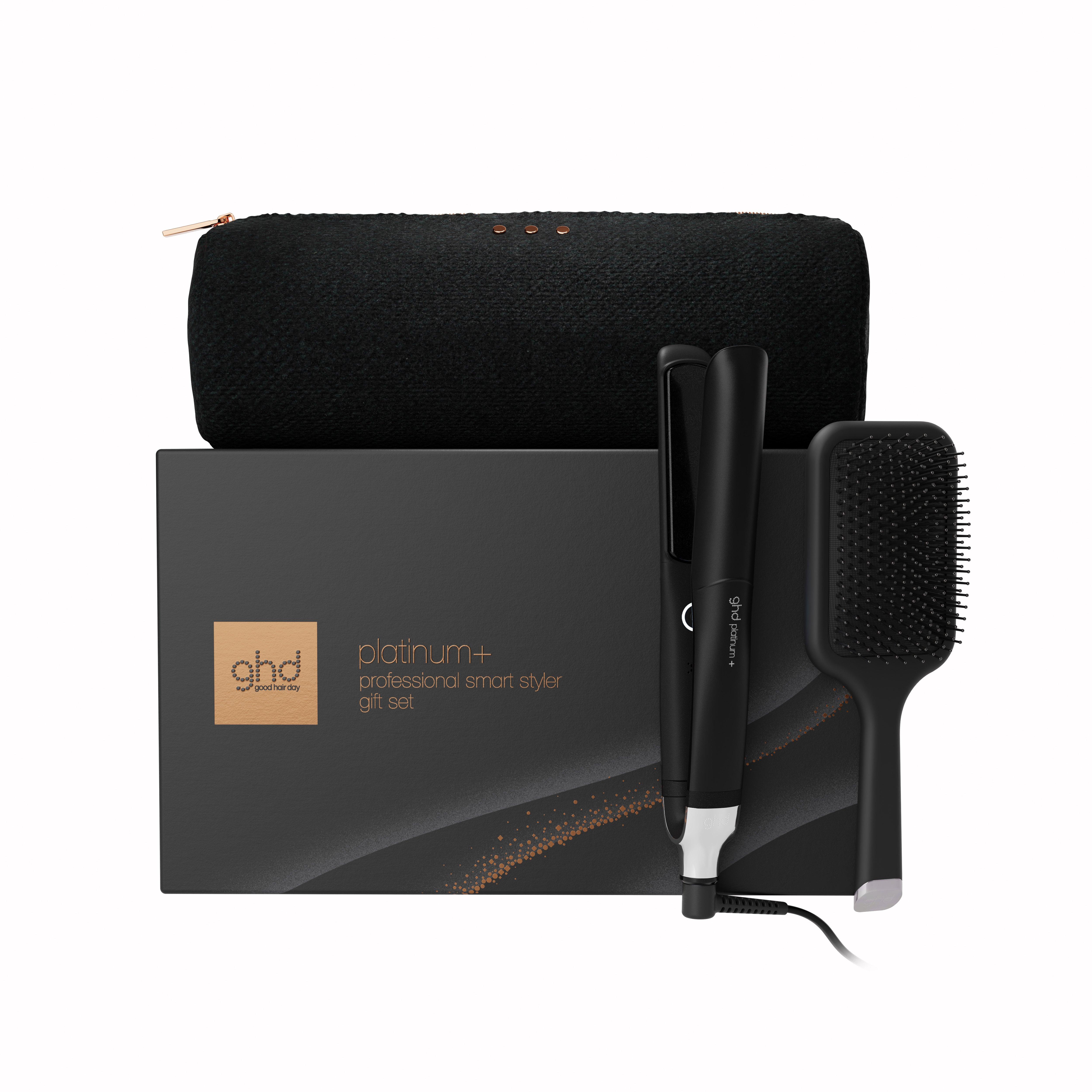 NEW GHD PLATINUM+ HAIR STRAIGHTENER FESTIVE GIFT SET IN BLACK (TOTAL VALUE £306.50)