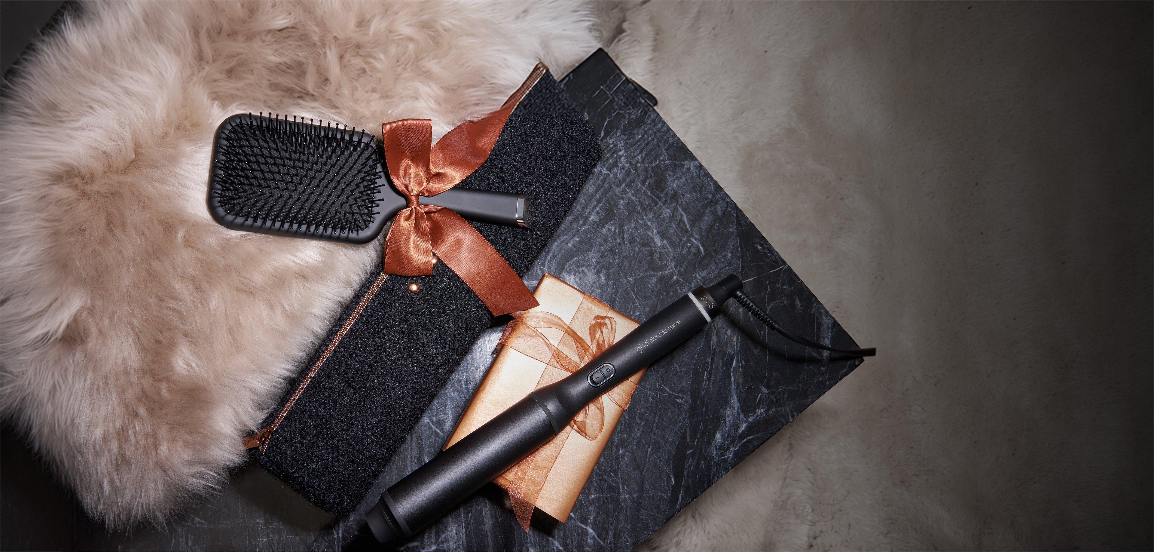 NEW GHD CHRONOS CURVE MAX WAND (LARGE 38MM BARREL) FESTIVE GIFT SET IN BLACK