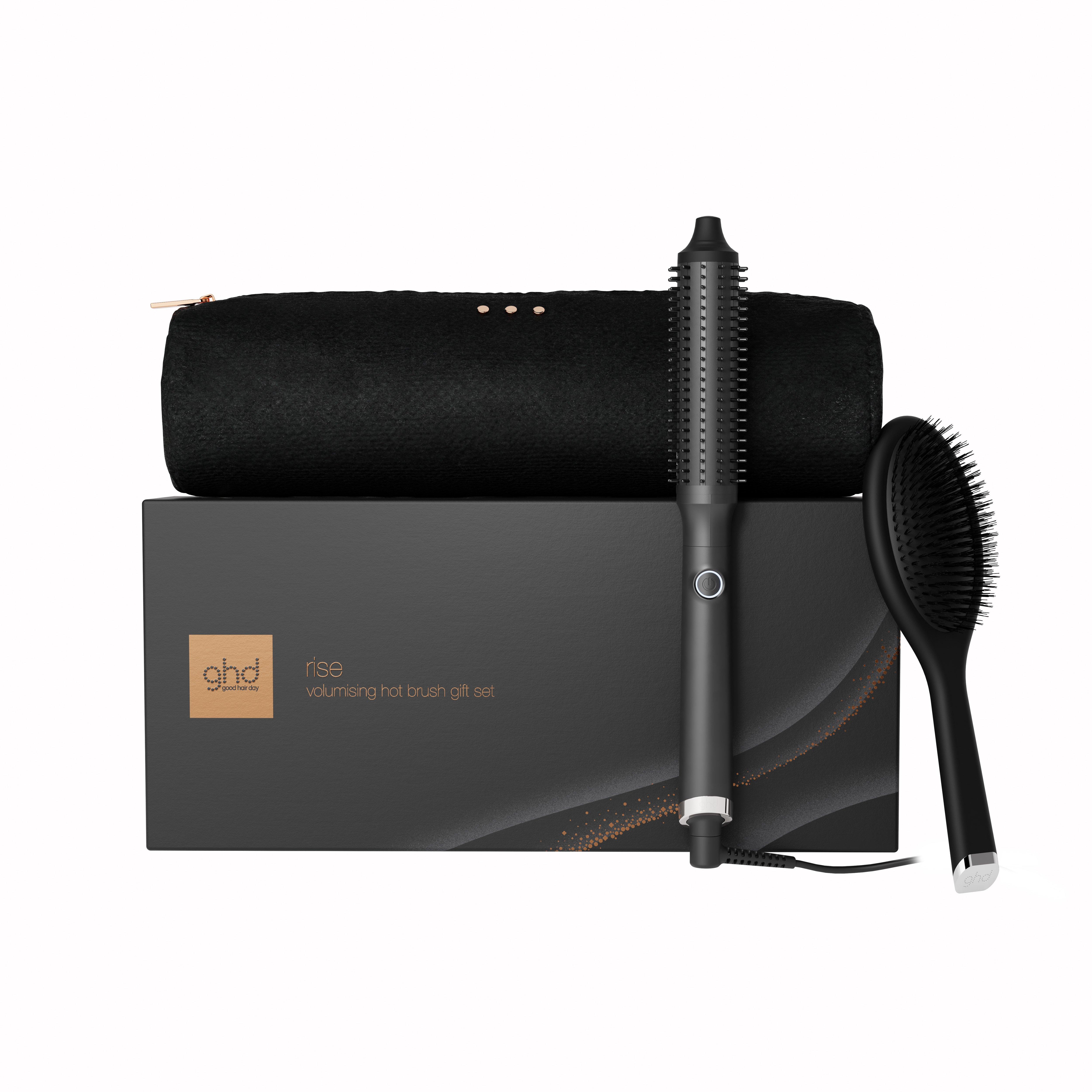 NEW GHD RISE HOT BRUSH FESTIVE GIFT SET IN BLACK (TOTAL VALUE €259)