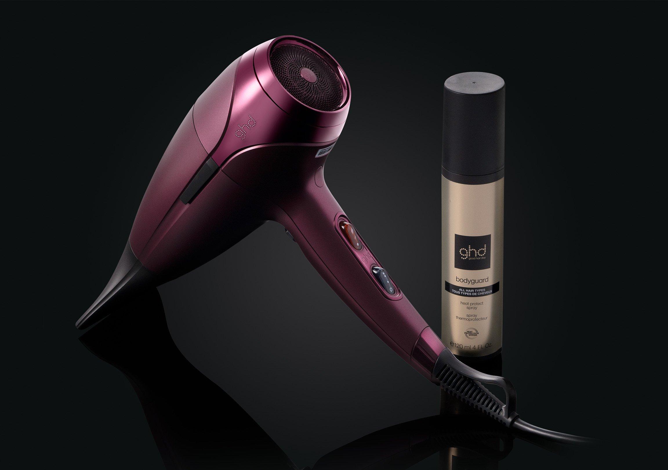 ghd bodyguard Hitzeschutzspray und gh helios in Dunkelrot