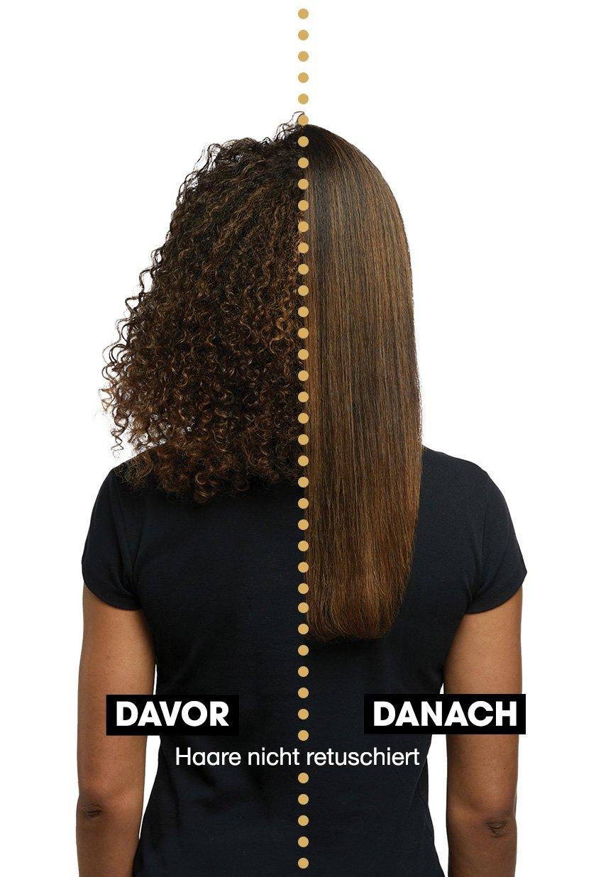 Vorher und Nachher Vergleich bei Anwendung des ghd chronos max