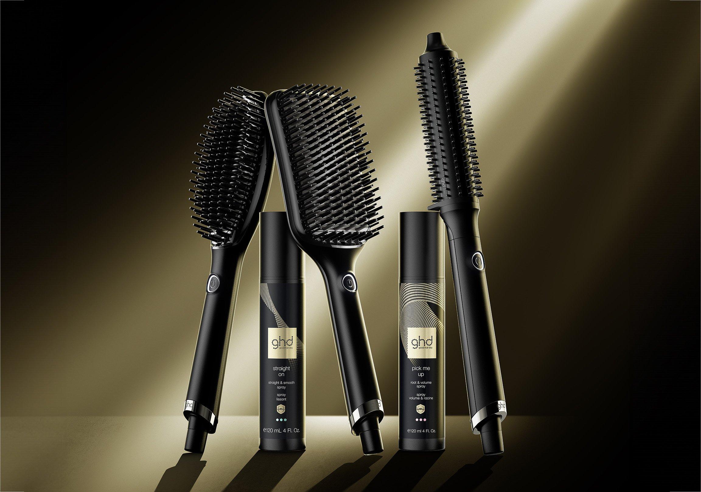 product shot showing which hair styling product pairs best with ghd Glide+, ghd Glide+ Max and Rise