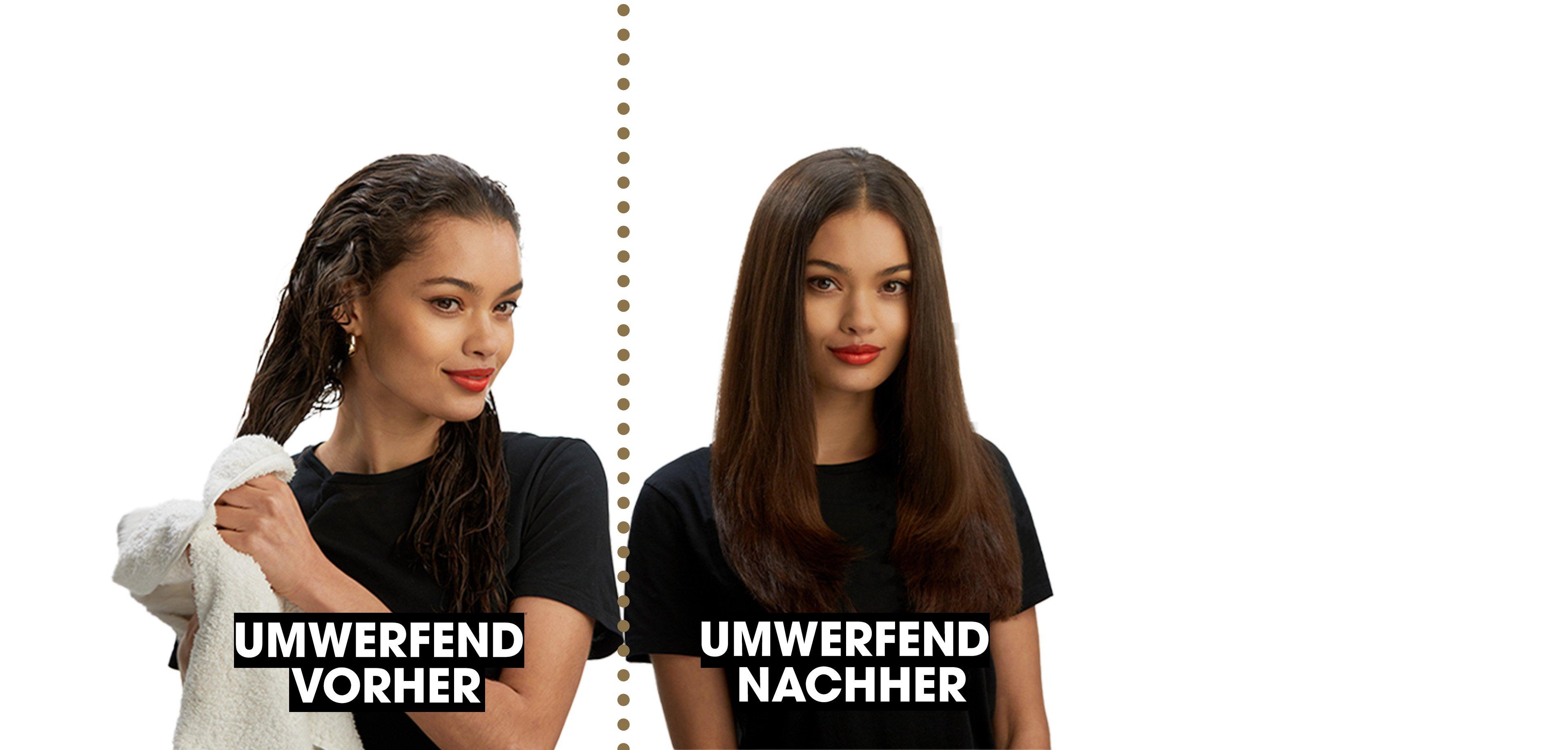 Vorher Nachher Vergleich mit ghd duet style
