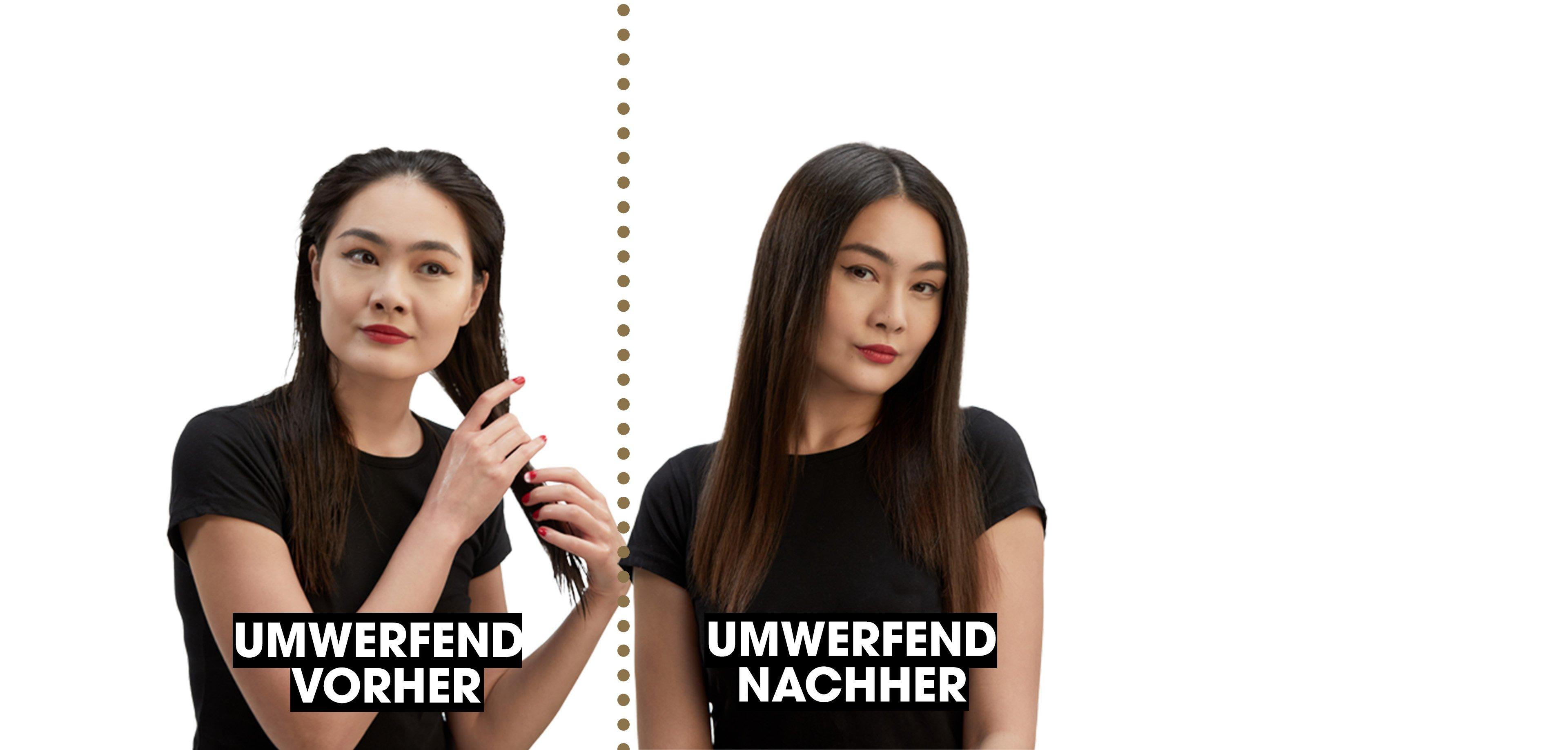 Vorher Nachher Vergleich mit ghd duet style