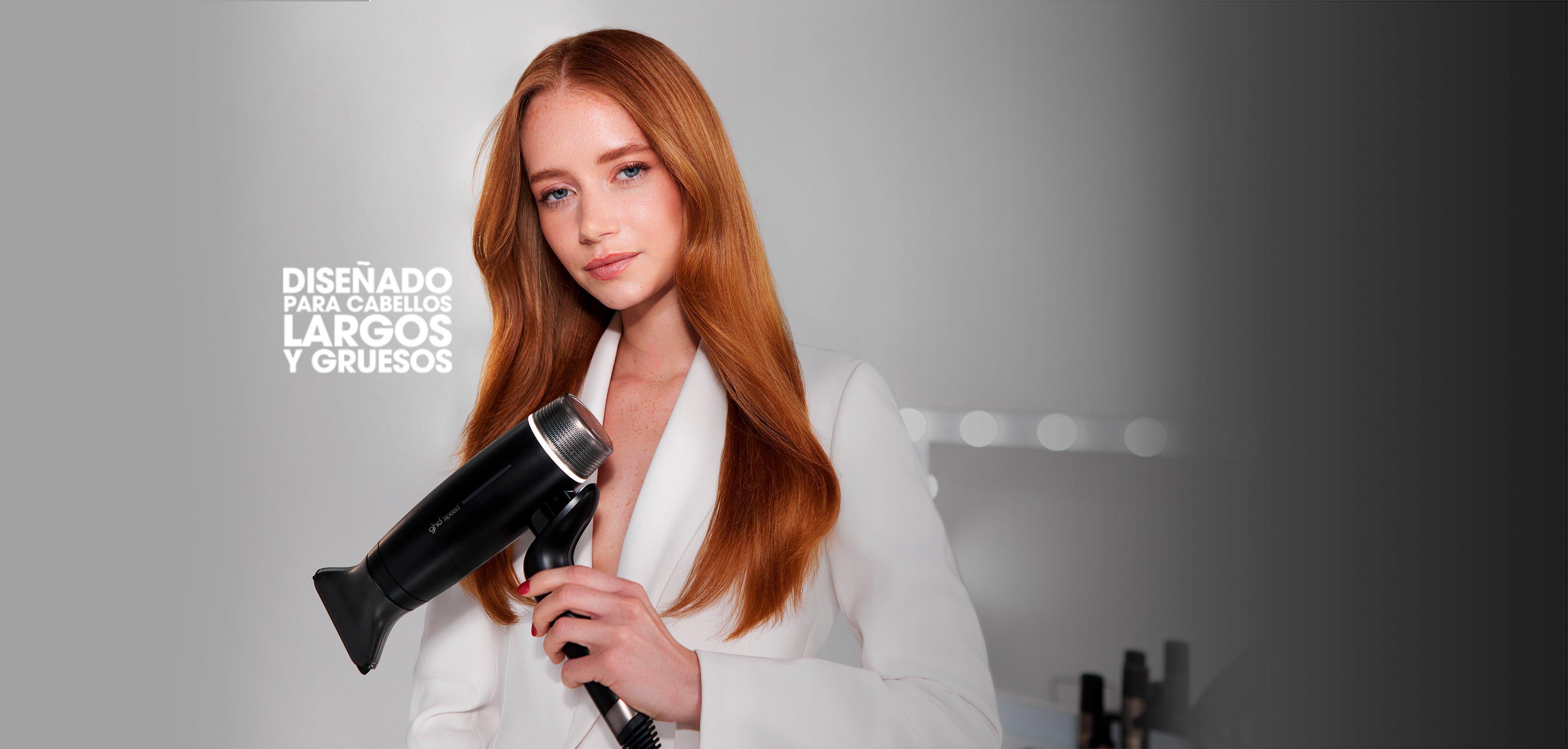 Kit secador ghd Speed negro con boquilla ancha para cabello largo