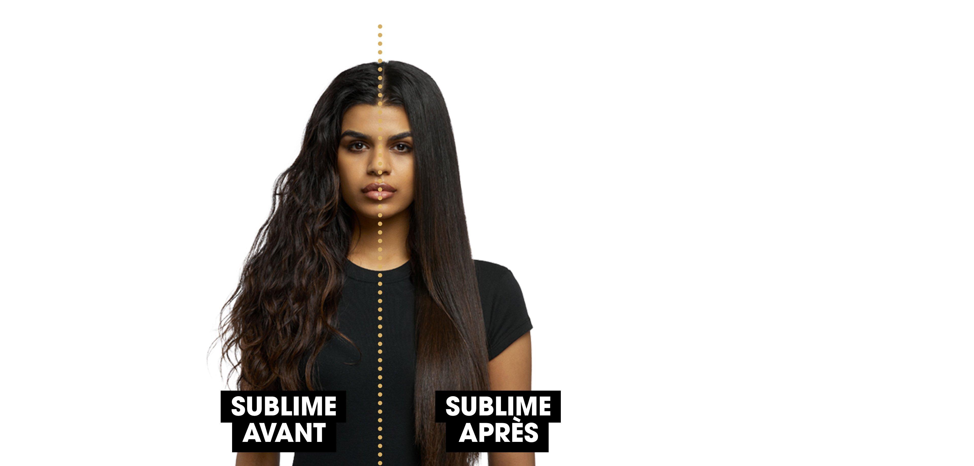 Femme cheveux bouclés lisses