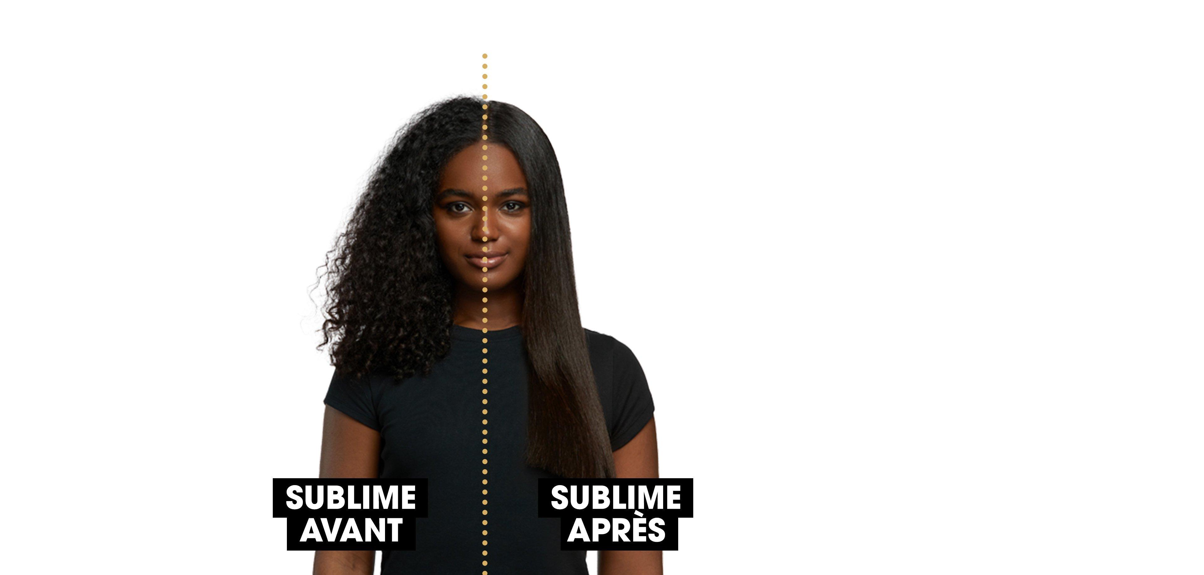 Femme cheveux texturés lisses